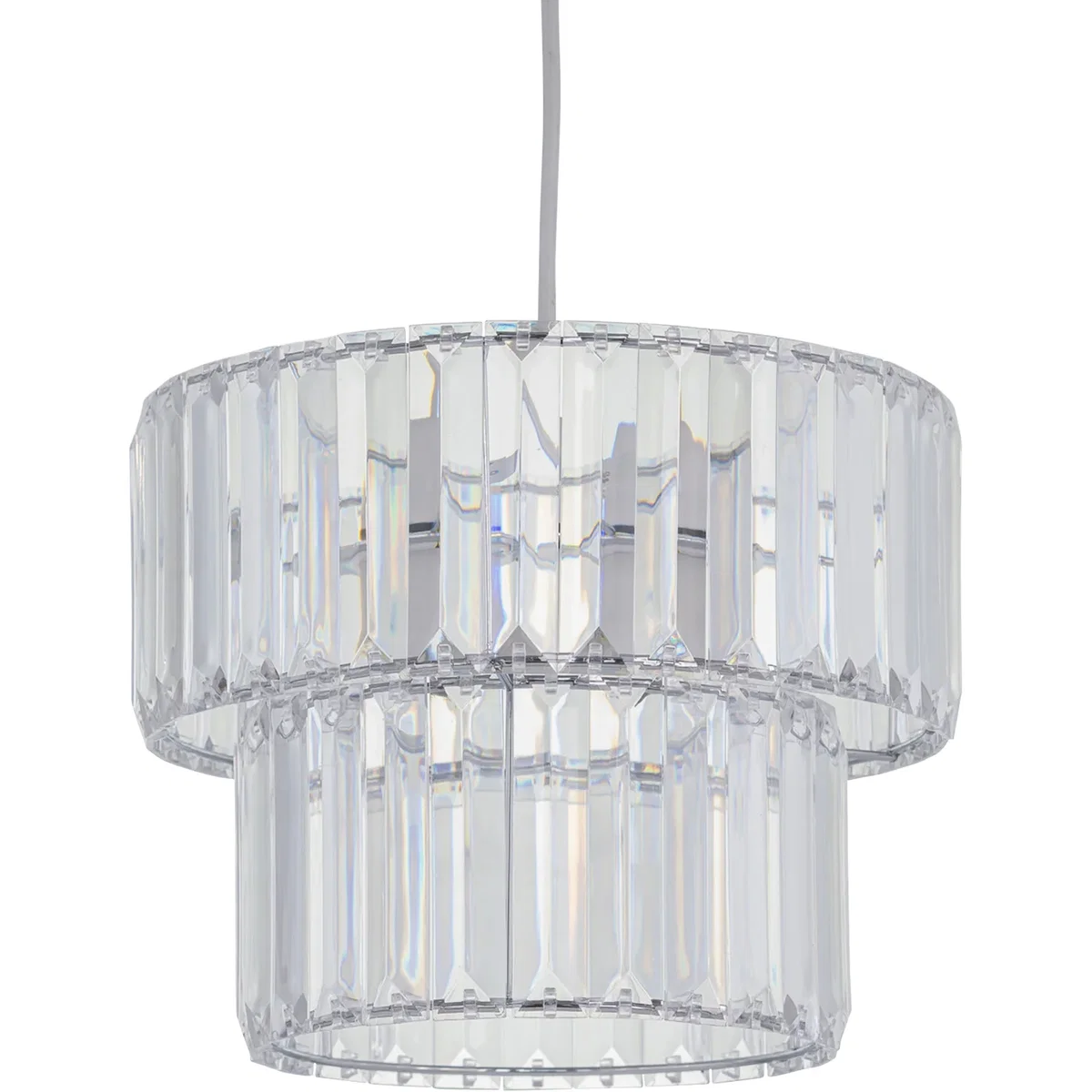 Set Of 2 Clint Clear Acrylic Two Tier Easy Fit Pendant Shades - Clear – image 2
