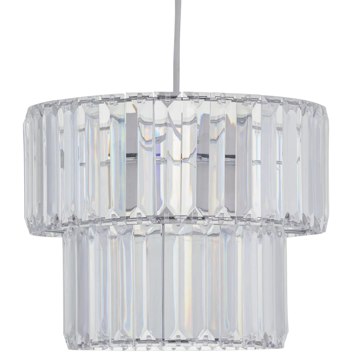 Set Of 2 Clint Clear Acrylic Two Tier Easy Fit Pendant Shades - Clear – image 3
