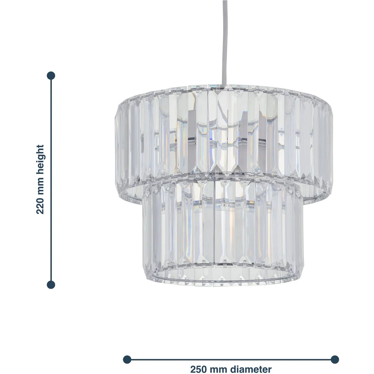 Set Of 2 Clint Clear Acrylic Two Tier Easy Fit Pendant Shades - Clear – image 9