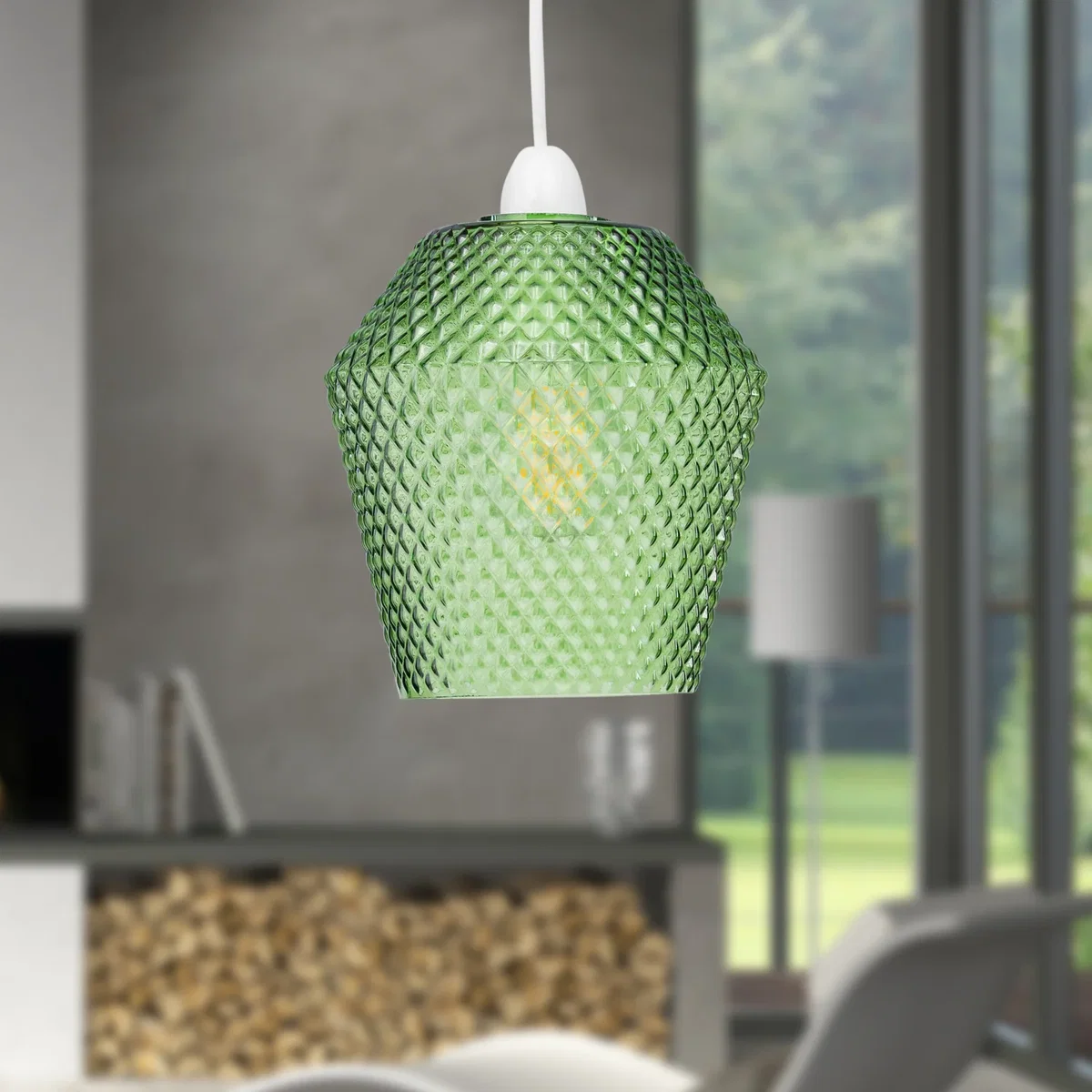 Porter Green Textured Glass Easy Fit Pendant Shade - Green – image 3
