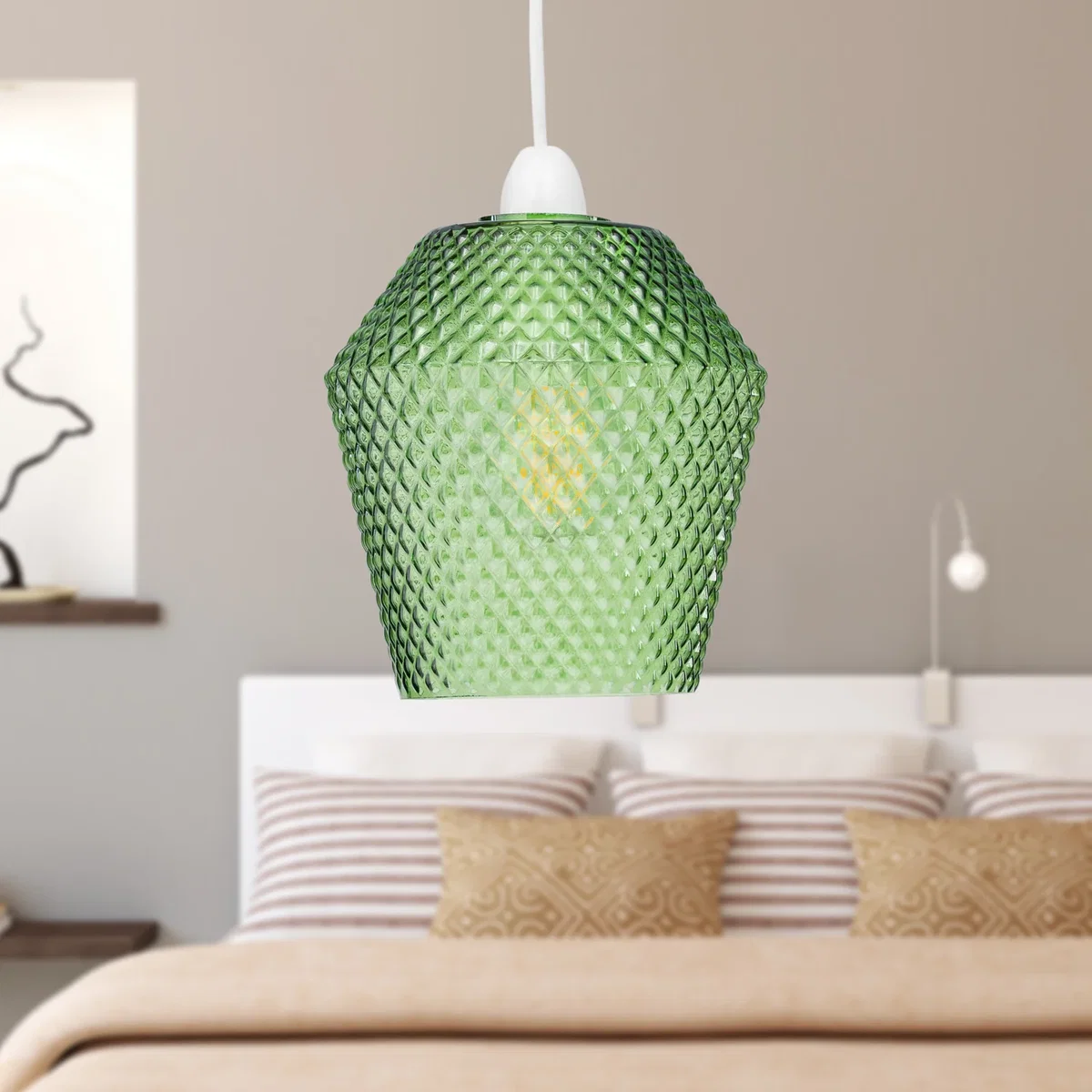 Porter Green Textured Glass Easy Fit Pendant Shade - Green – image 4