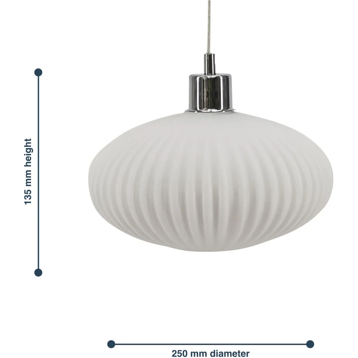 Baton Easy Fit Glass Pendant Shade - White Ribbed Glass – image 5