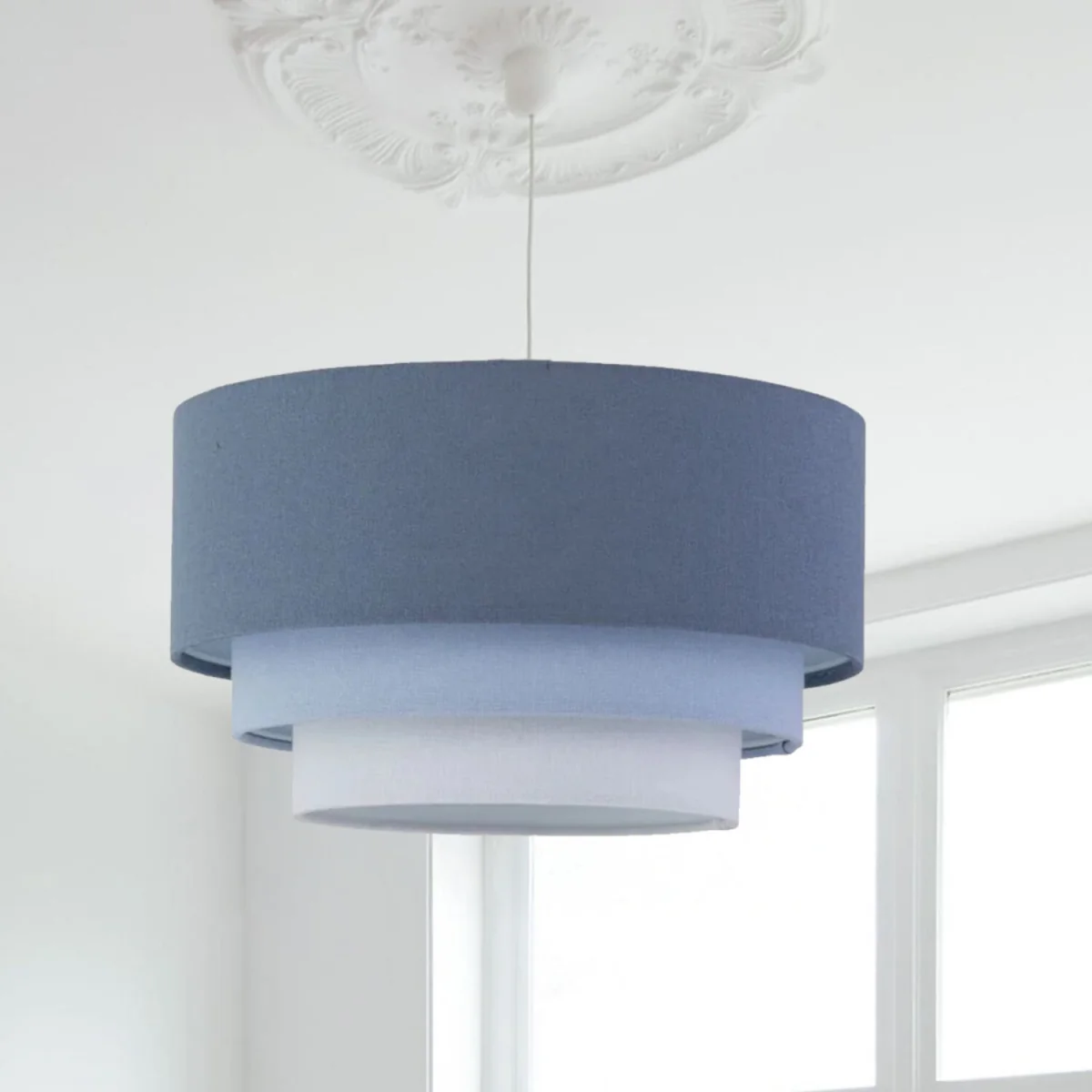 Set Of 2 Gabi Easy Fit Fabric Pendant Shades - Blue Ombre Linen – image 3