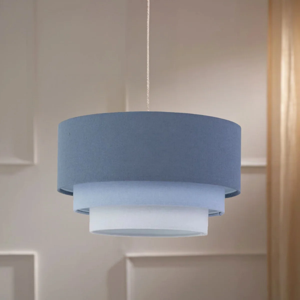 Set Of 2 Gabi Easy Fit Fabric Pendant Shades - Blue Ombre Linen – image 4