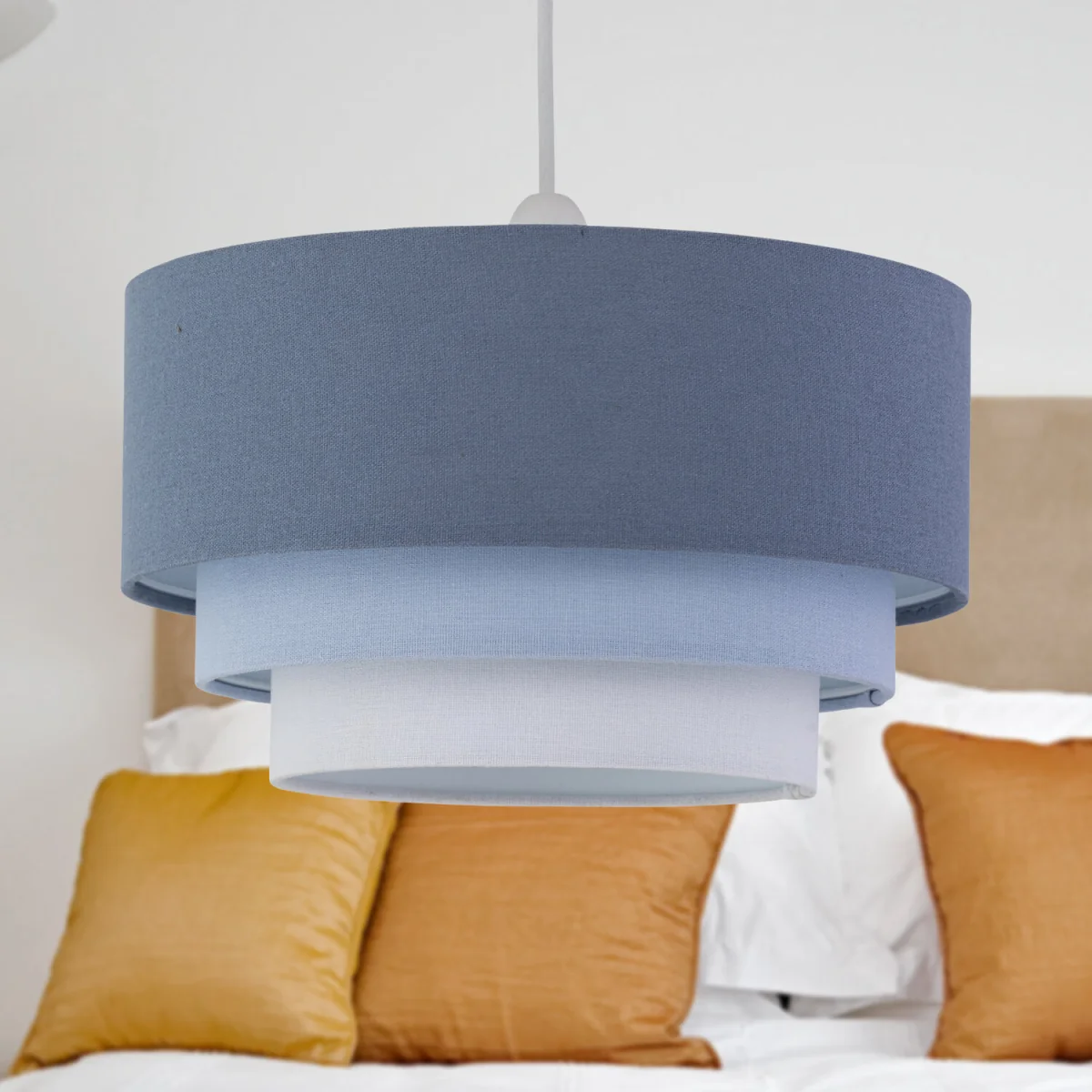 Set Of 2 Gabi Easy Fit Fabric Pendant Shades - Blue Ombre Linen – image 6