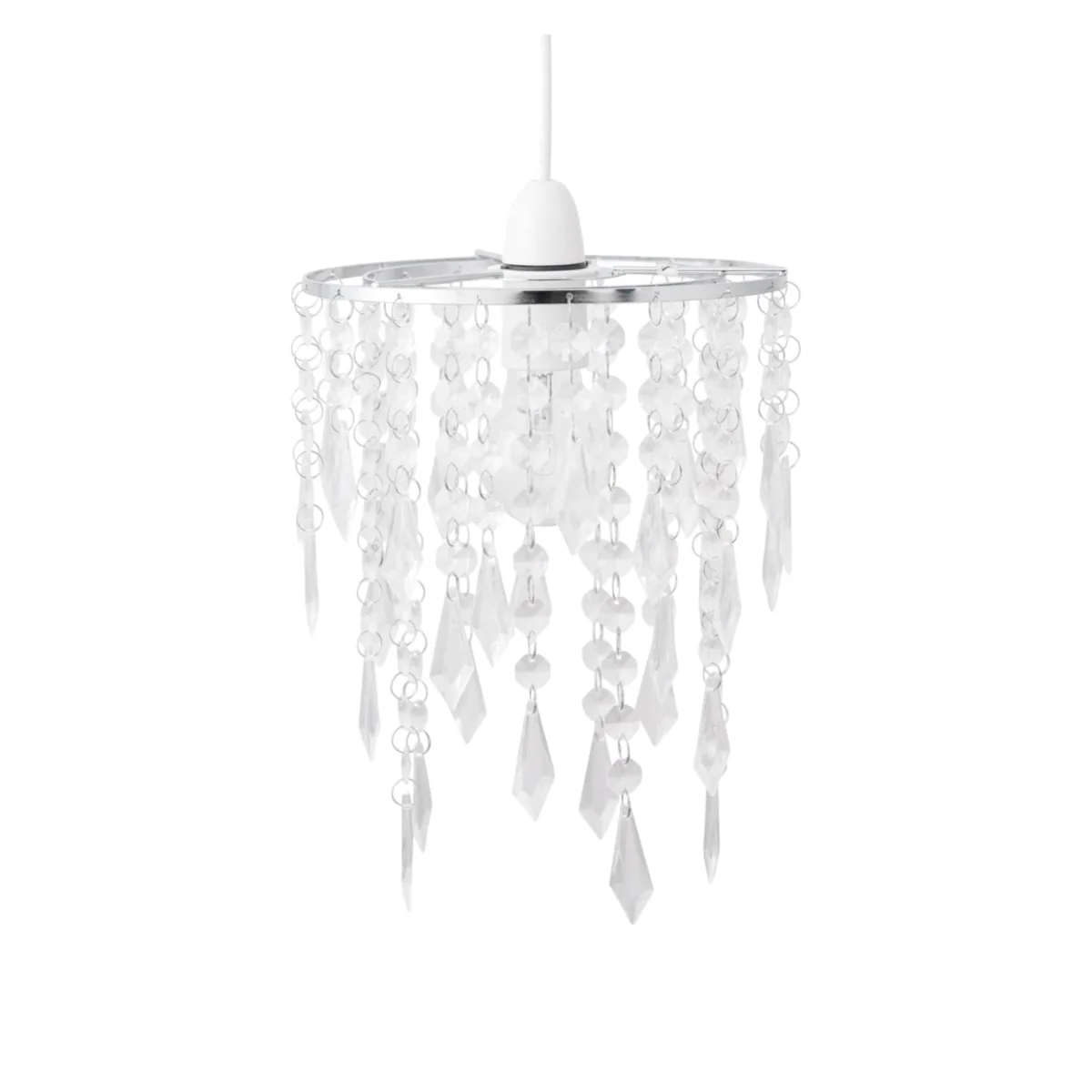 Set Of 2 Chrome & Clear Jewels Light Shades - Clear – image 1