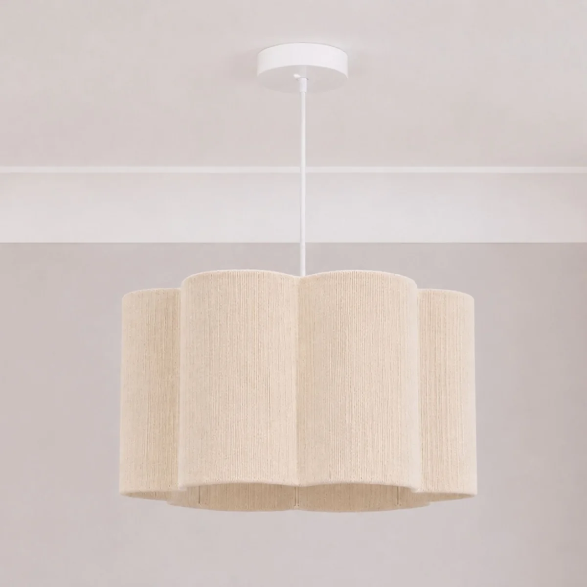 CGC Caterina Scalloped Cream Fine String Drum Lampshade Large 40cm - Cream