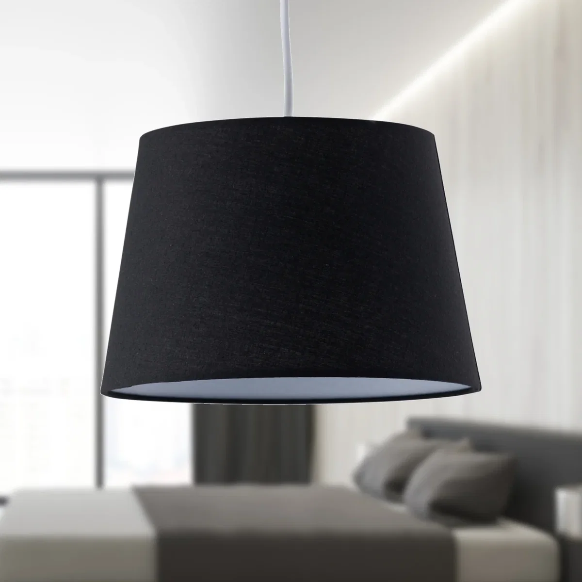 Black Cotton 23cm Tapered Cylinder Pendant Or Lamp Shade - Black – image 3
