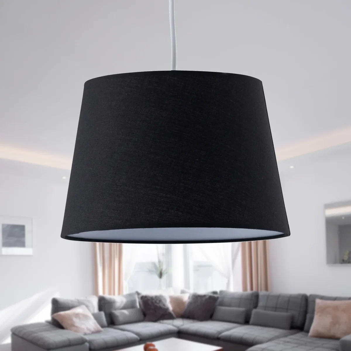 Black Cotton 23cm Tapered Cylinder Pendant Or Lamp Shade - Black – image 4