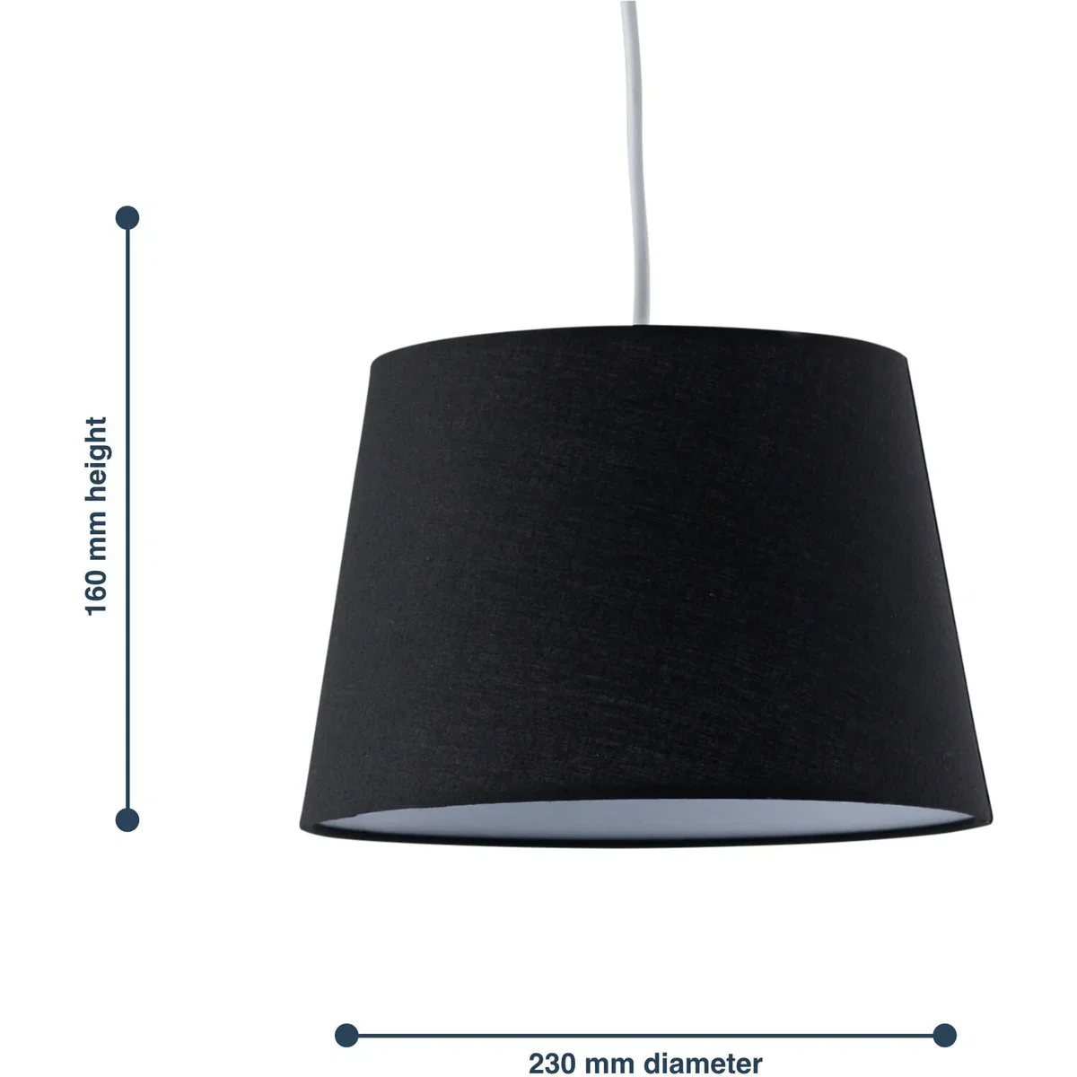 Black Cotton 23cm Tapered Cylinder Pendant Or Lamp Shade - Black – image 5