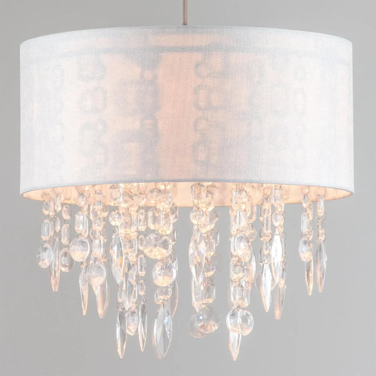 Set Of 2 Fiji White Fleck Jewelled Easy Fit 40cm Pendant Shades - White – image 2