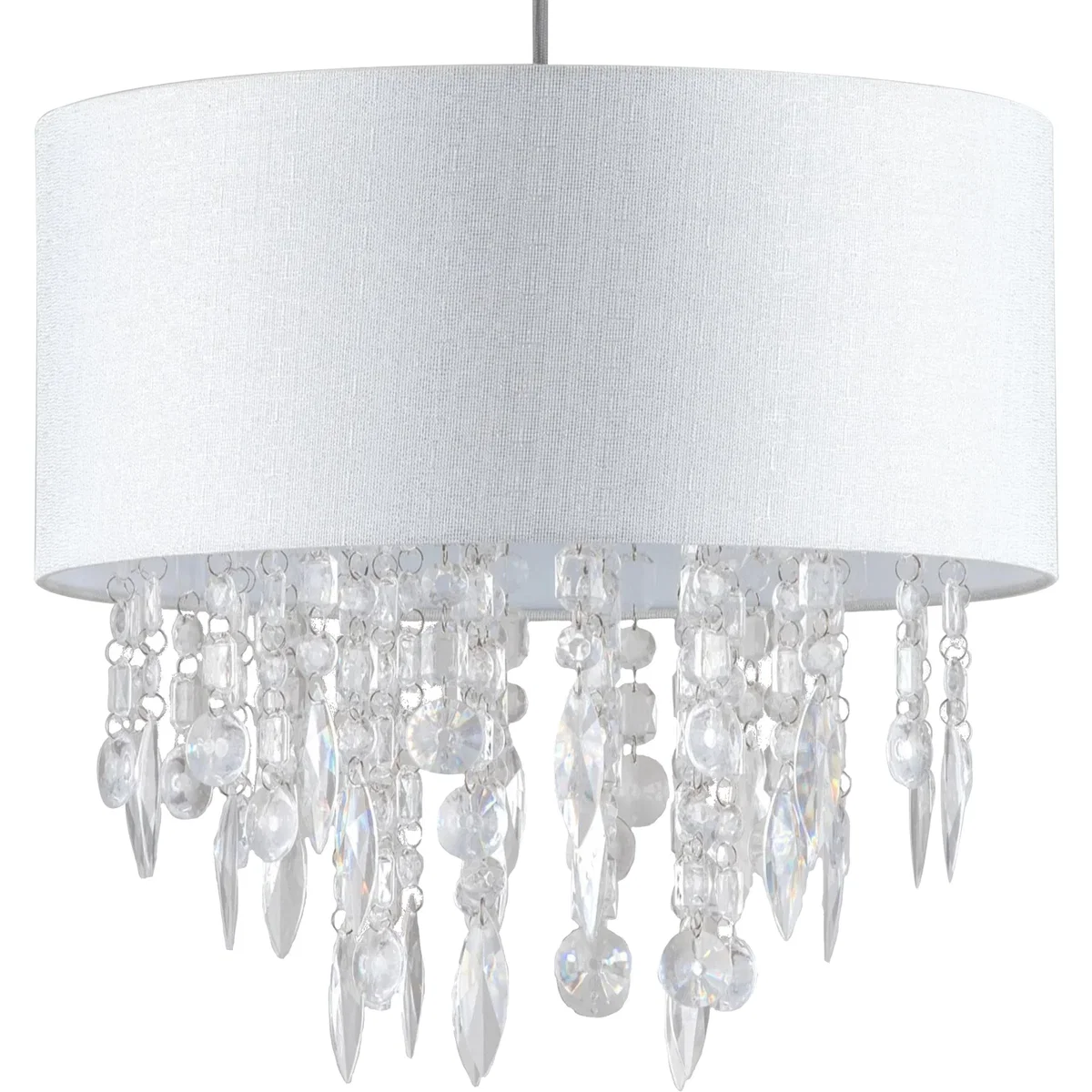 Set Of 2 Fiji White Fleck Jewelled Easy Fit 40cm Pendant Shades - White – image 5