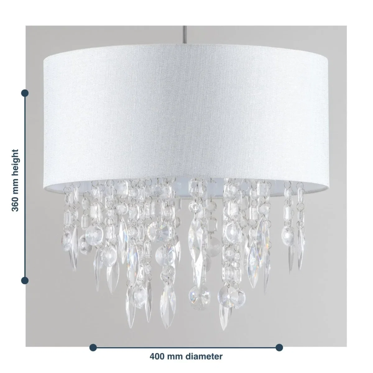 Set Of 2 Fiji White Fleck Jewelled Easy Fit 40cm Pendant Shades - White – image 7