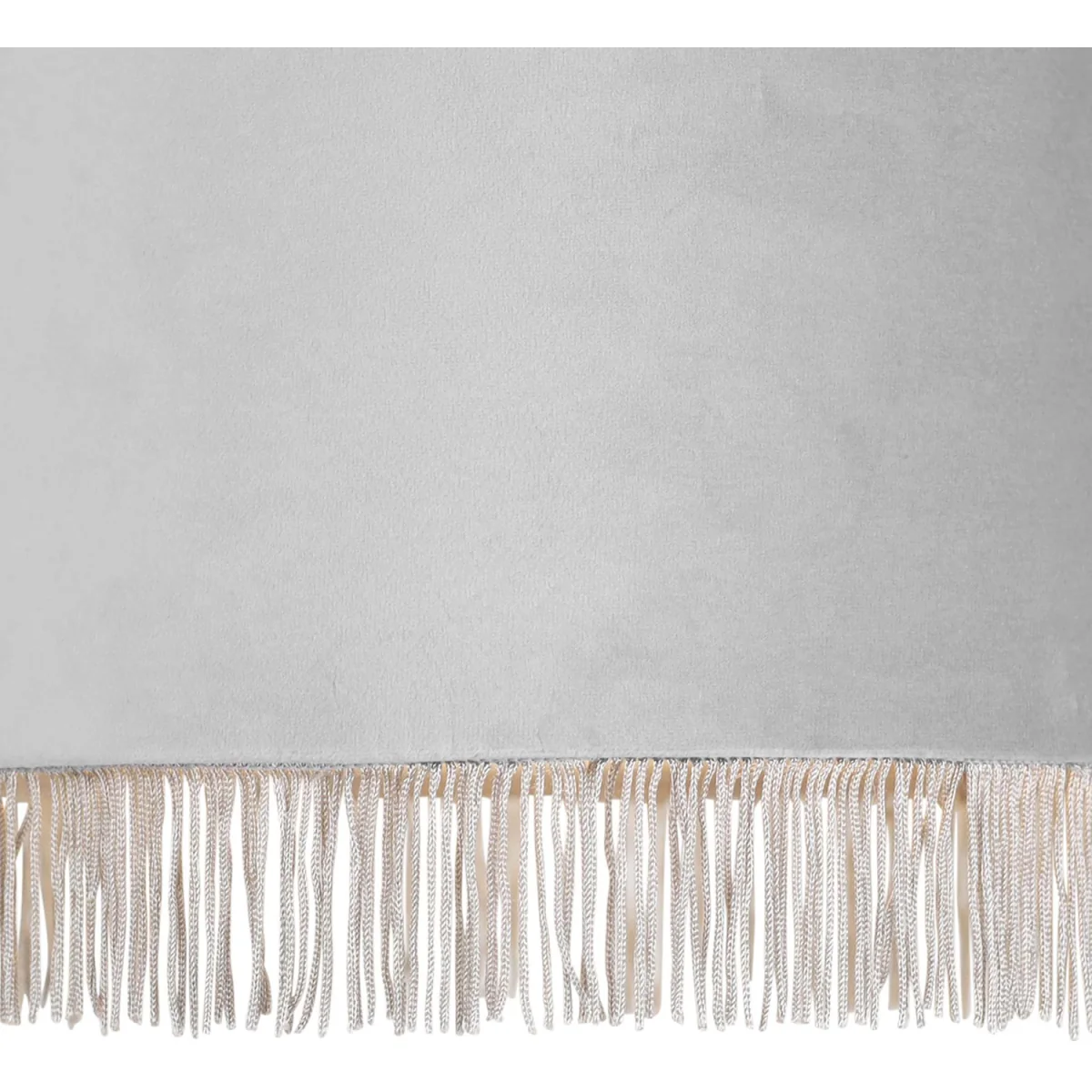 Fringed Silvery Grey 23cm Fringed Velvet Pendant Shade - Silver – image 3