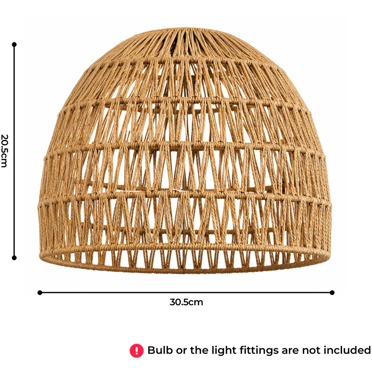 Rope Woven Dome Light Shade With Natural Basket Weave - Natural – image 6