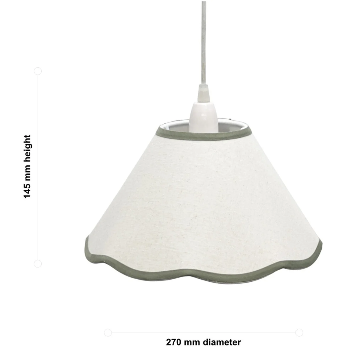 Libby Easy Fit Fabric Pendant Shade - White Linen With Sage Green Cotton Detail – image 2