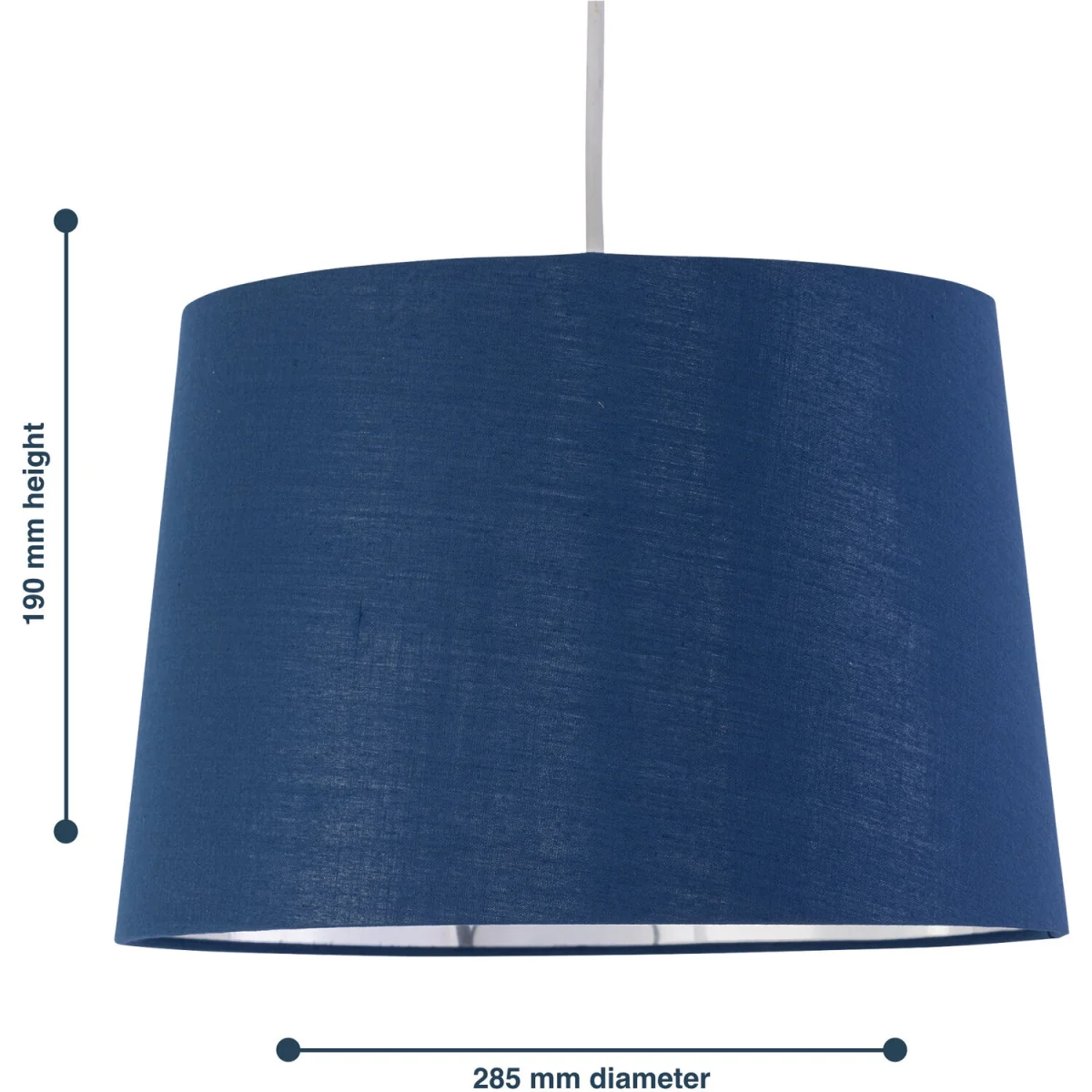 Zoey Easy Fit Fabric Pendant Shade - Navy Blue Cotton With Chrome Inner Detail – image 2