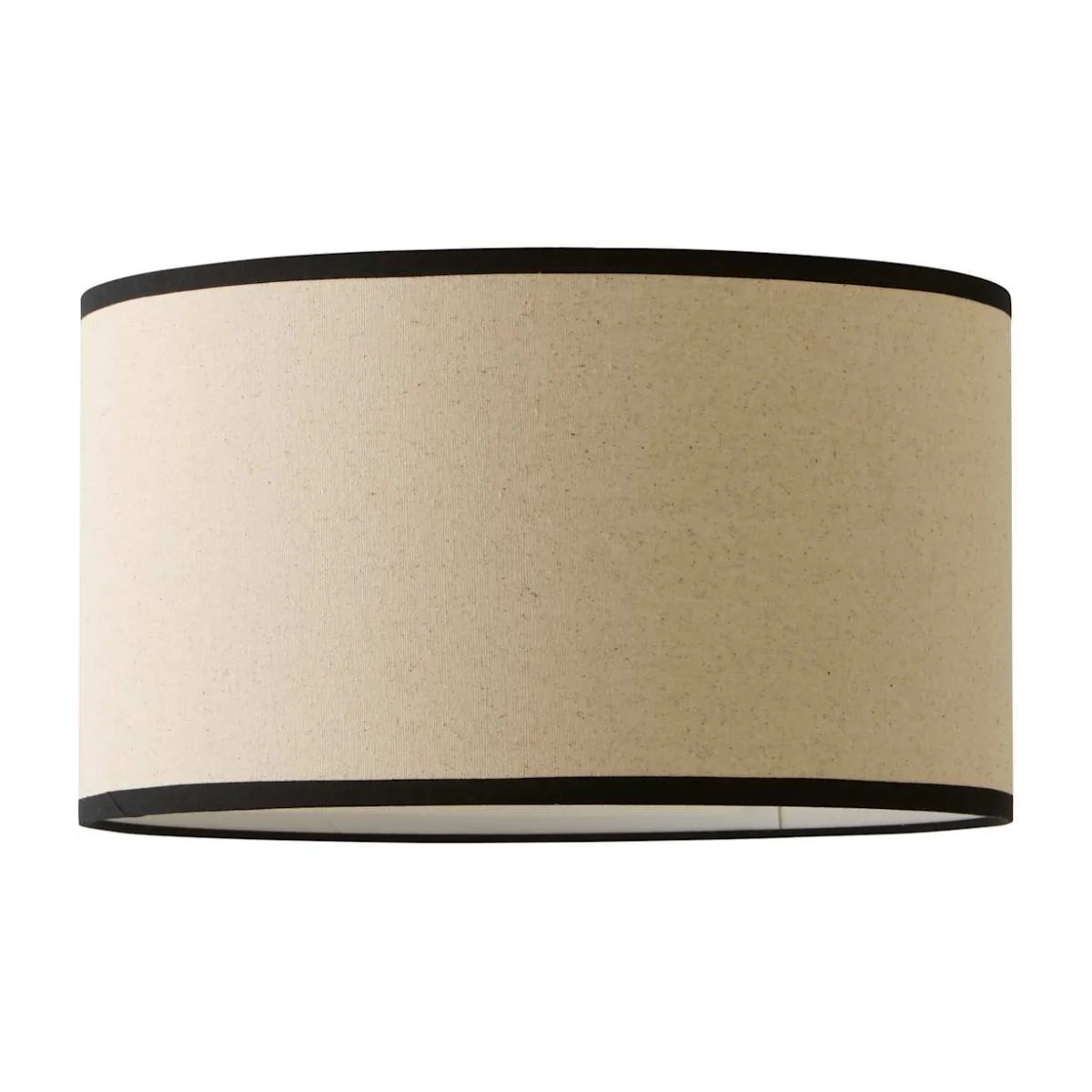 Eva Natural Linen with Trim Drum Light Shade - Black / Plastic – image 1