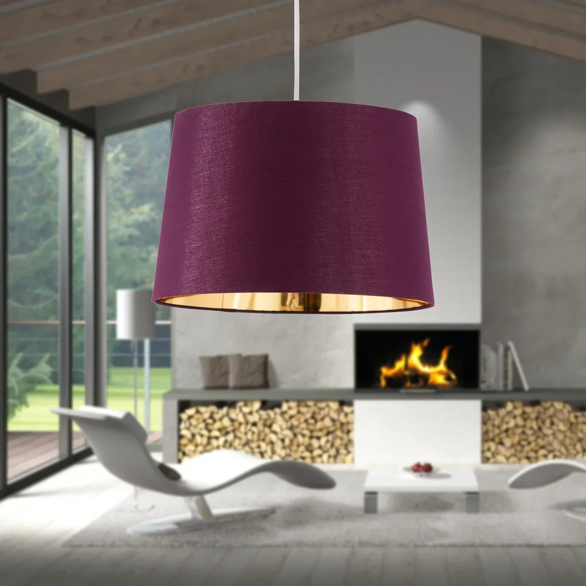 Zoey Burgundy With Gold Inner 28cm Easy Fit Pendant Or Lamp Shade - Burgundy – image 3