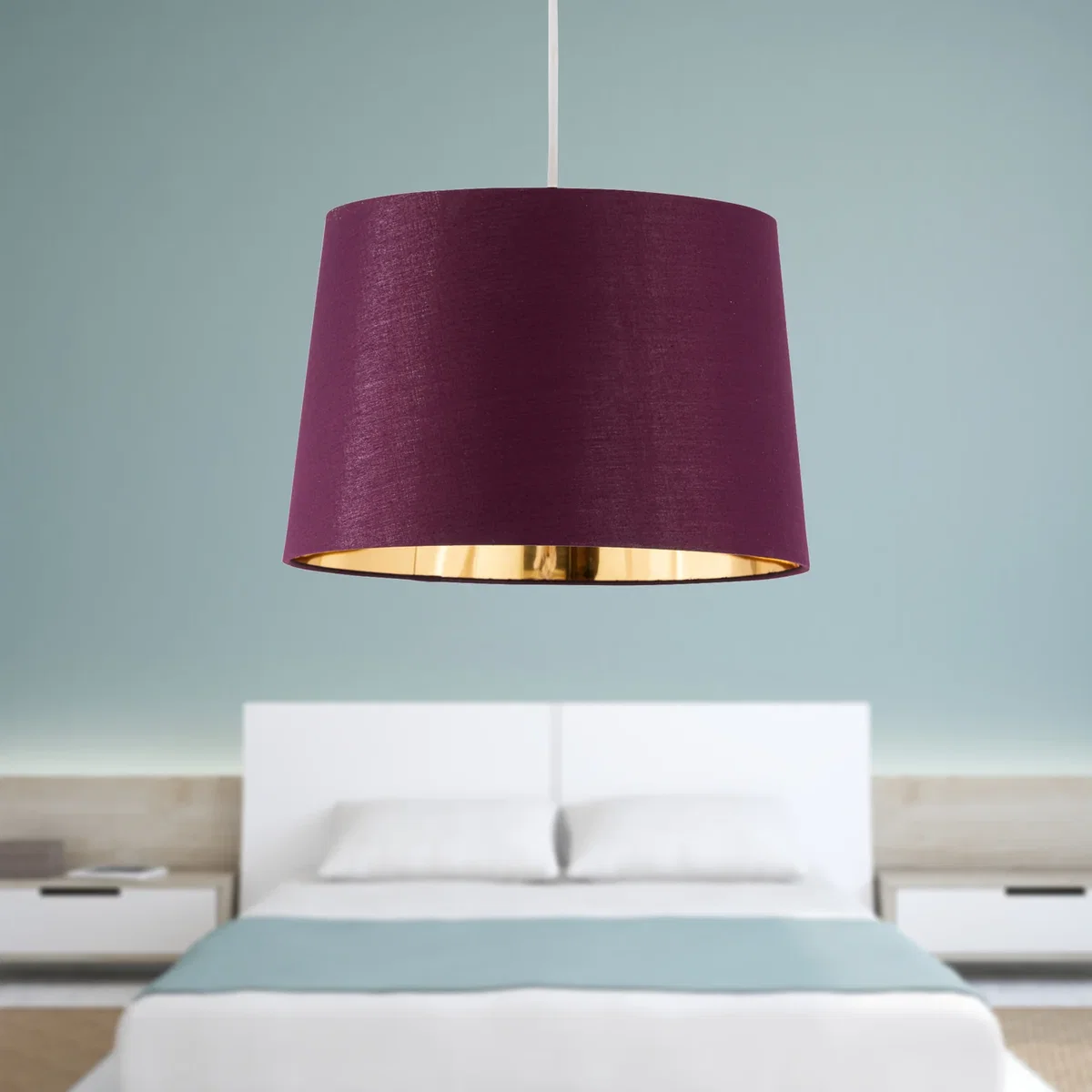 Zoey Burgundy With Gold Inner 28cm Easy Fit Pendant Or Lamp Shade - Burgundy – image 4