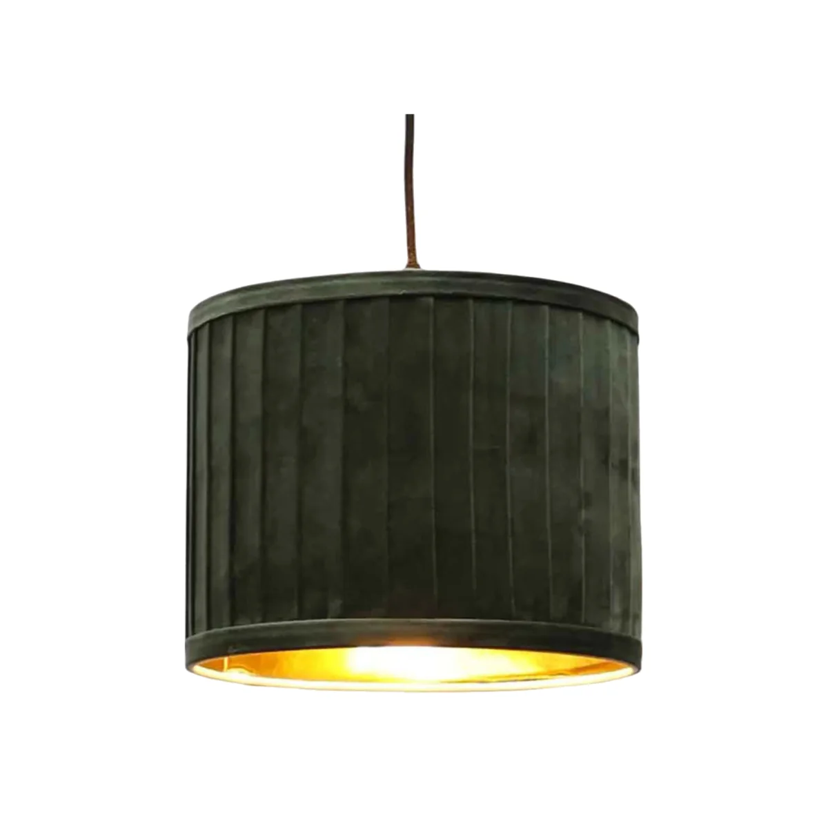 Sundance Dark Green Velvet Pleated 25cm Lamp Shade With Gold Inner - Dark Green – image 1