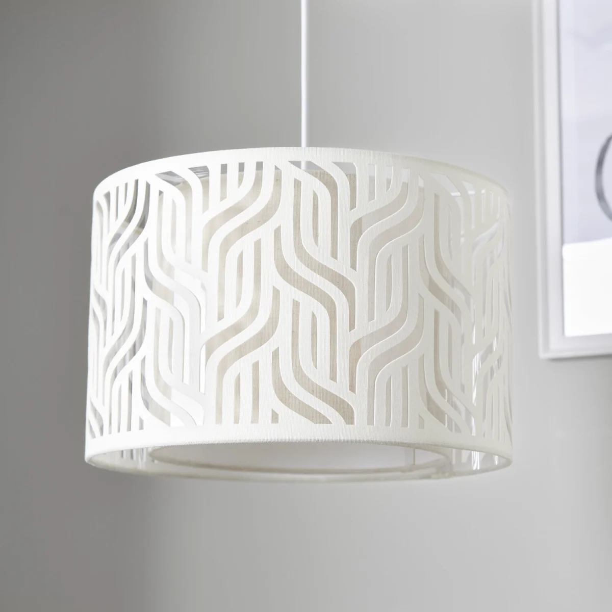 Mylo Easy Fit Fabric Pendant Shade - Taupe Linen With Natural Faux Linen Detail – image 7