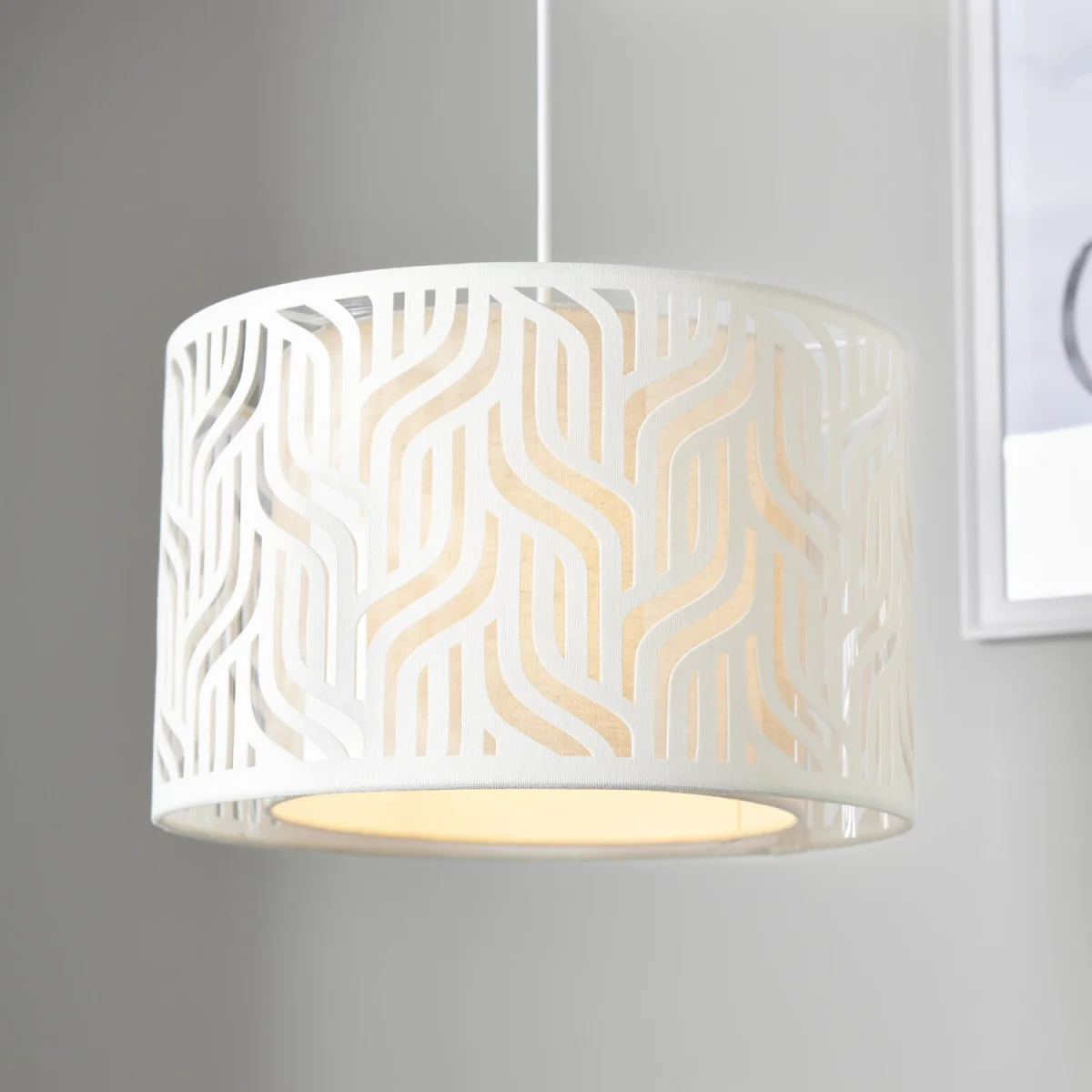 Mylo Easy Fit Fabric Pendant Shade - Taupe Linen With Natural Faux Linen Detail – image 8