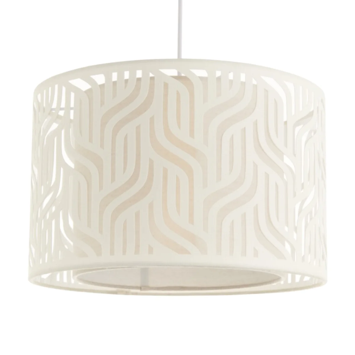 Mylo Easy Fit Fabric Pendant Shade - Taupe Linen With Natural Faux Linen Detail – image 1