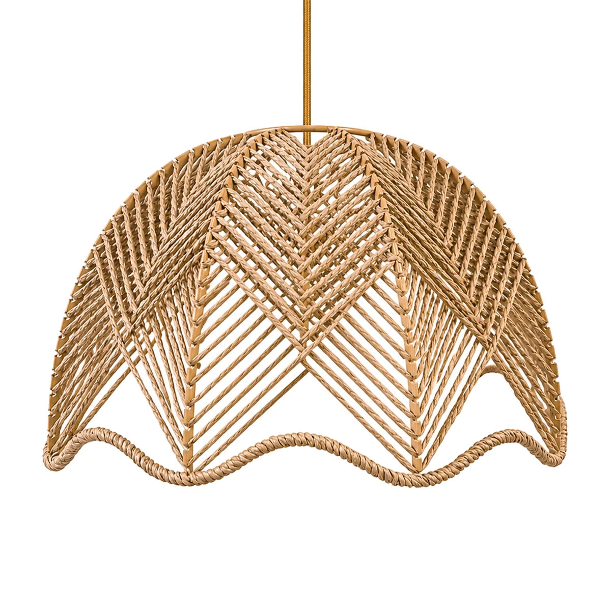 Woven Rope Light Shade Chevron Weave With Scalloped Edge - Natural – image 1