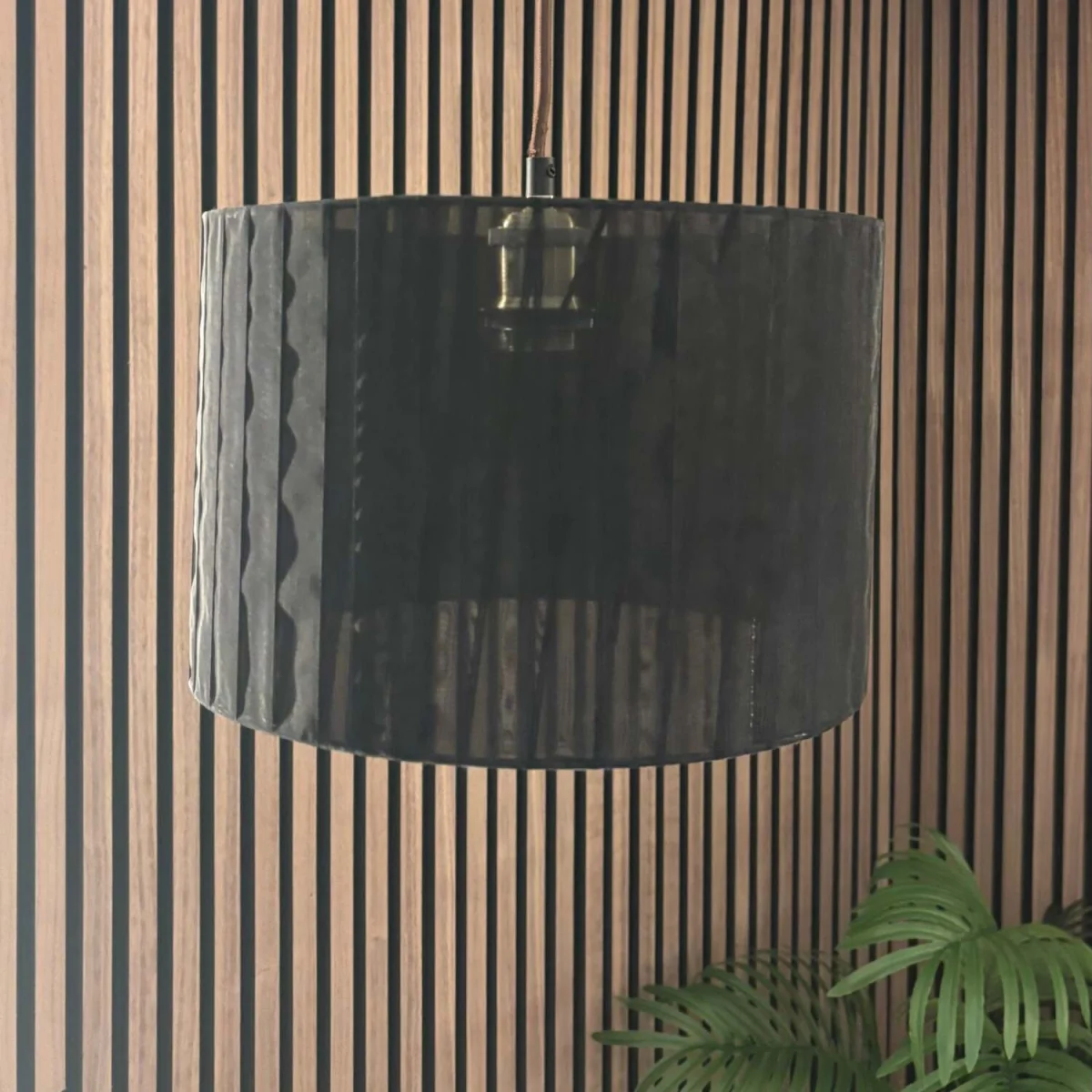 CGC Sylvie Silk Pleated Black Round Drum Lamp Shade - Black – image 2
