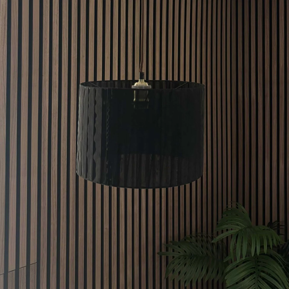 CGC Sylvie Silk Pleated Black Round Drum Lamp Shade - Black – image 3