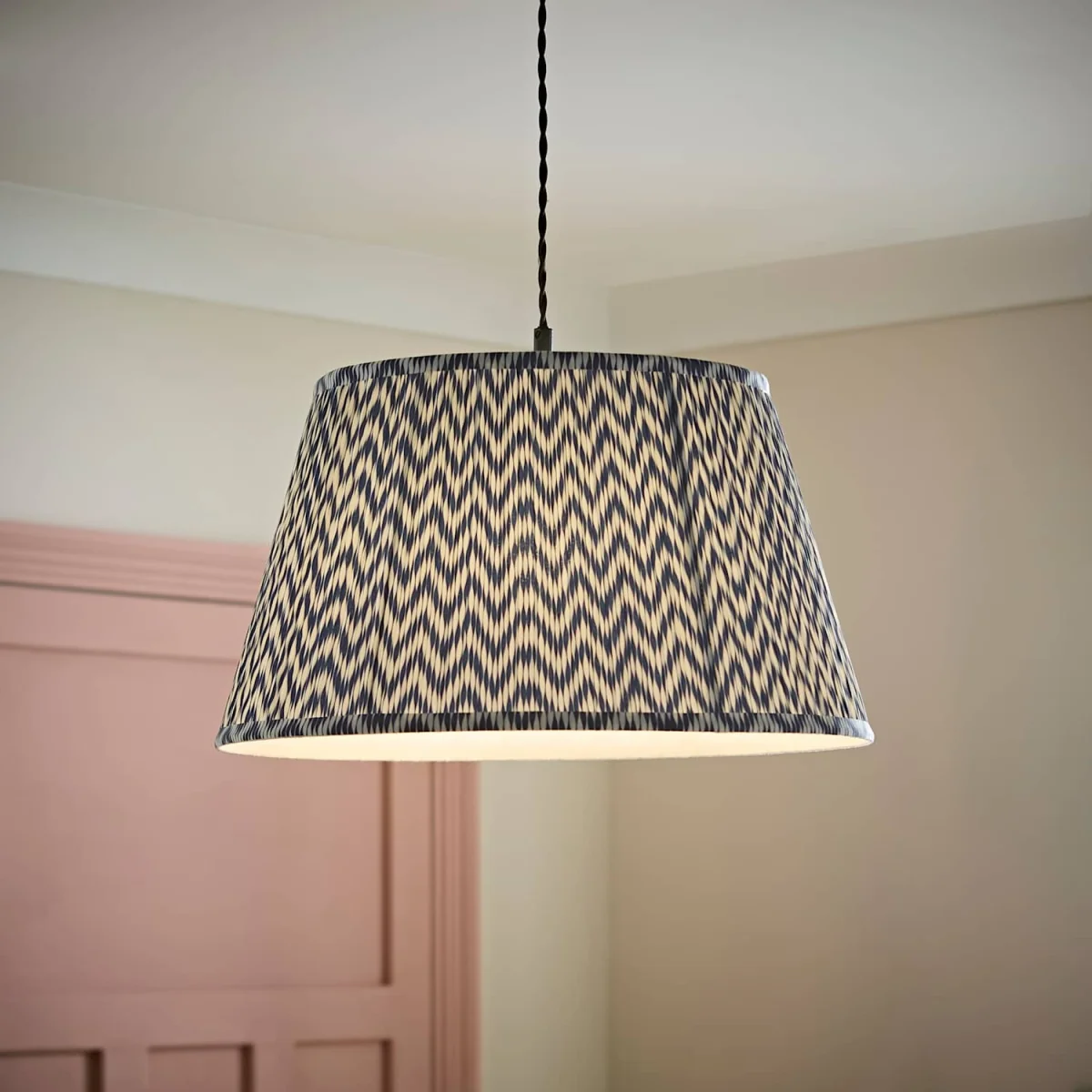 Saffira Large Pleated Chevron Taper Shade - Navy / No - Navy Blue – image 2