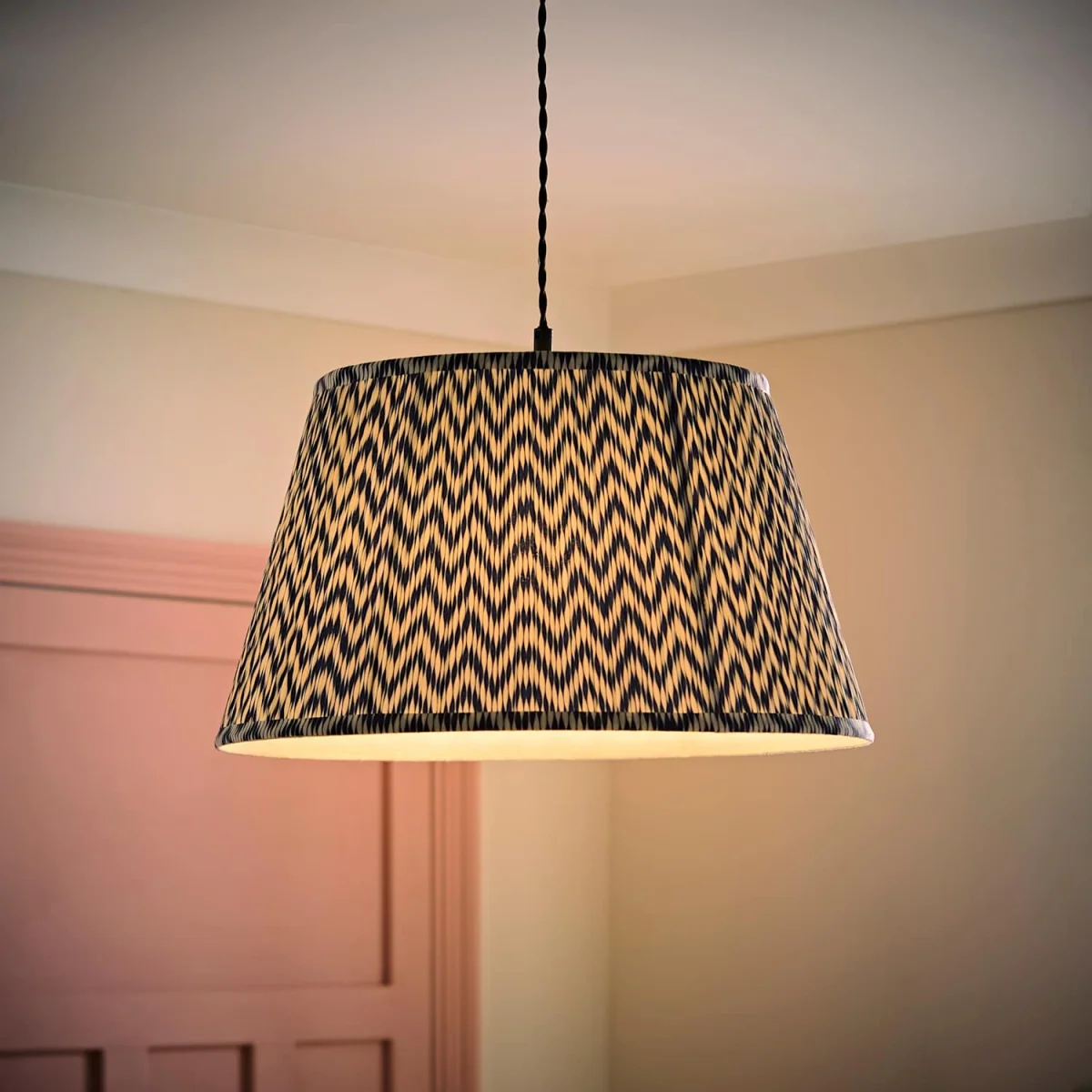 Saffira Large Pleated Chevron Taper Shade - Navy / No - Navy Blue – image 3