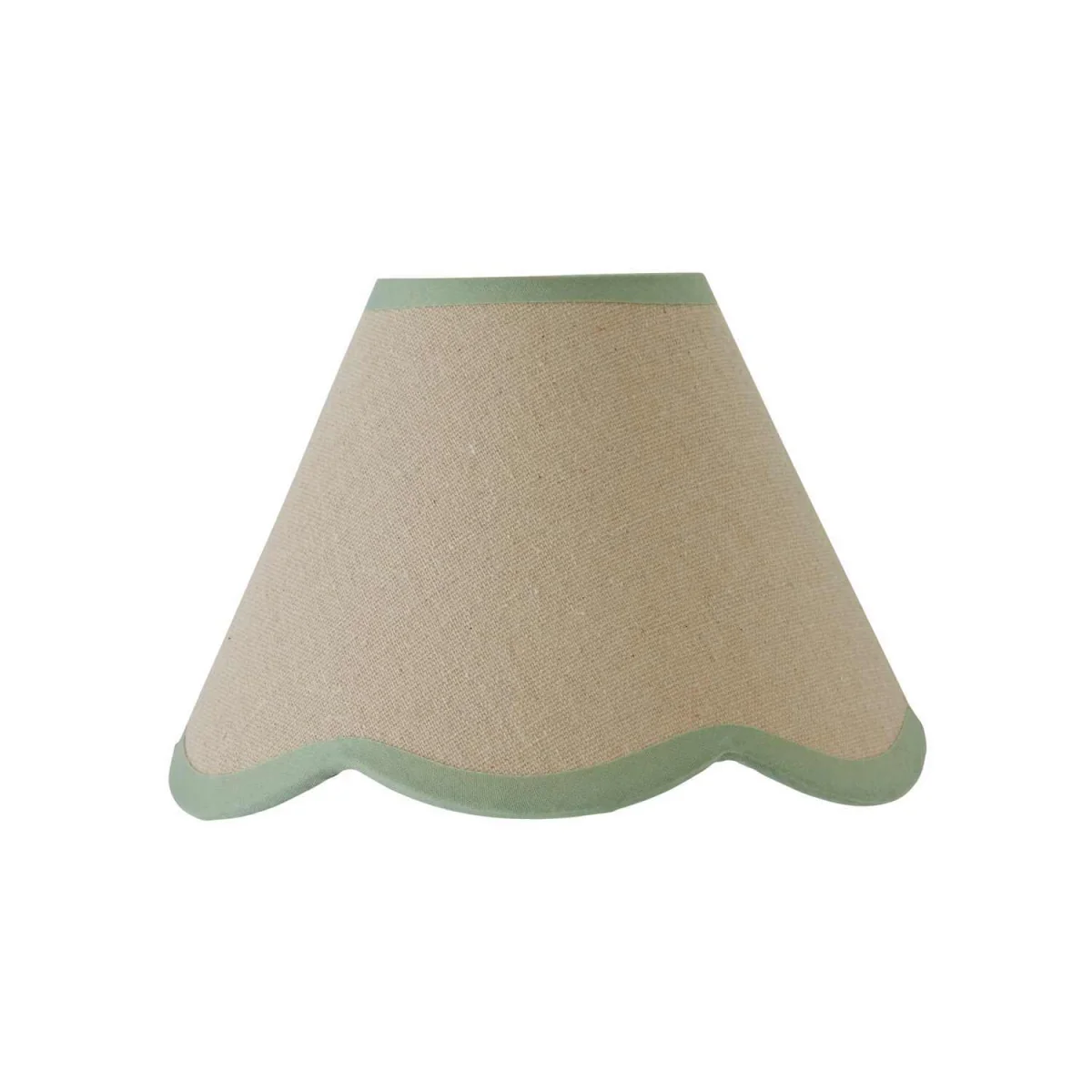 Florie Natural Linen Tapered Scalloped Pastel Trim Mini Lamp Shade - Linen / No - Sage Green – image 2