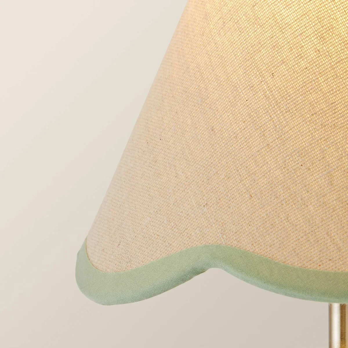 Florie Natural Linen Tapered Scalloped Pastel Trim Mini Lamp Shade - Linen / No - Sage Green – image 5