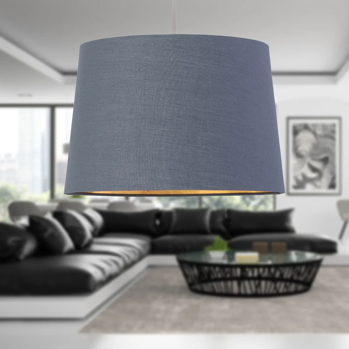 Set Of 2 Zoey Dark Grey With Gold Easy Fit Pendant Or Lamp Shades - Dark Grey – image 5