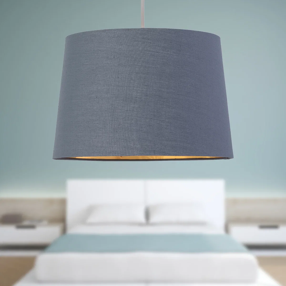 Set Of 2 Zoey Dark Grey With Gold Easy Fit Pendant Or Lamp Shades - Dark Grey – image 6