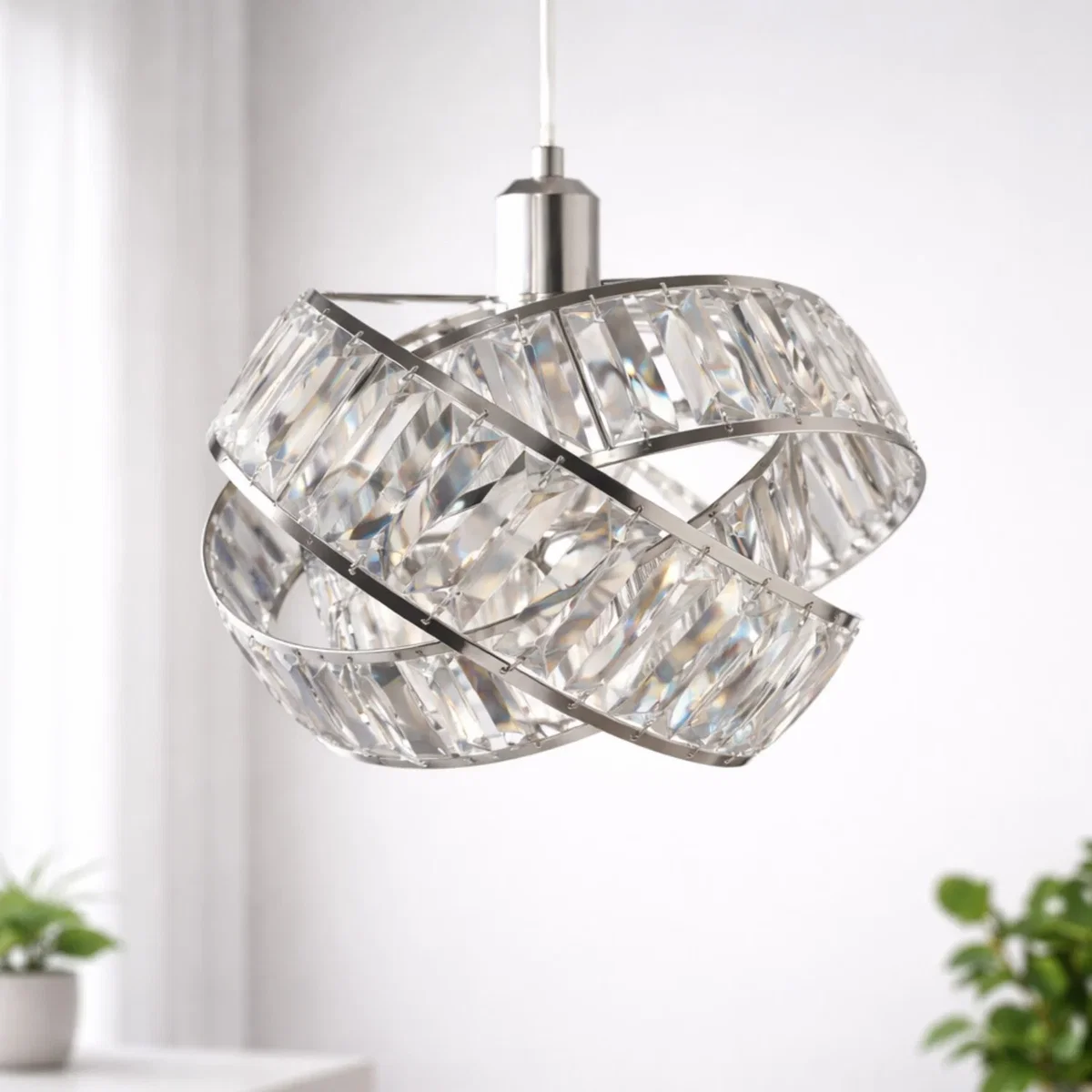 Voltico Crystal Effect 3-Tier Easy-Fit Pendant Lampshade - Silver