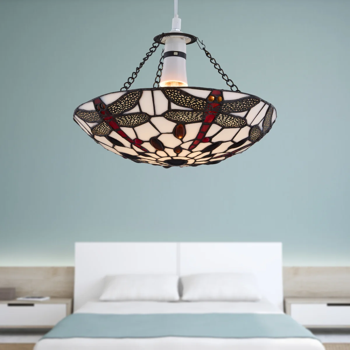 Basil Easy Fit Glass Pendant Shade - Tiffany Decorated Glass – image 2