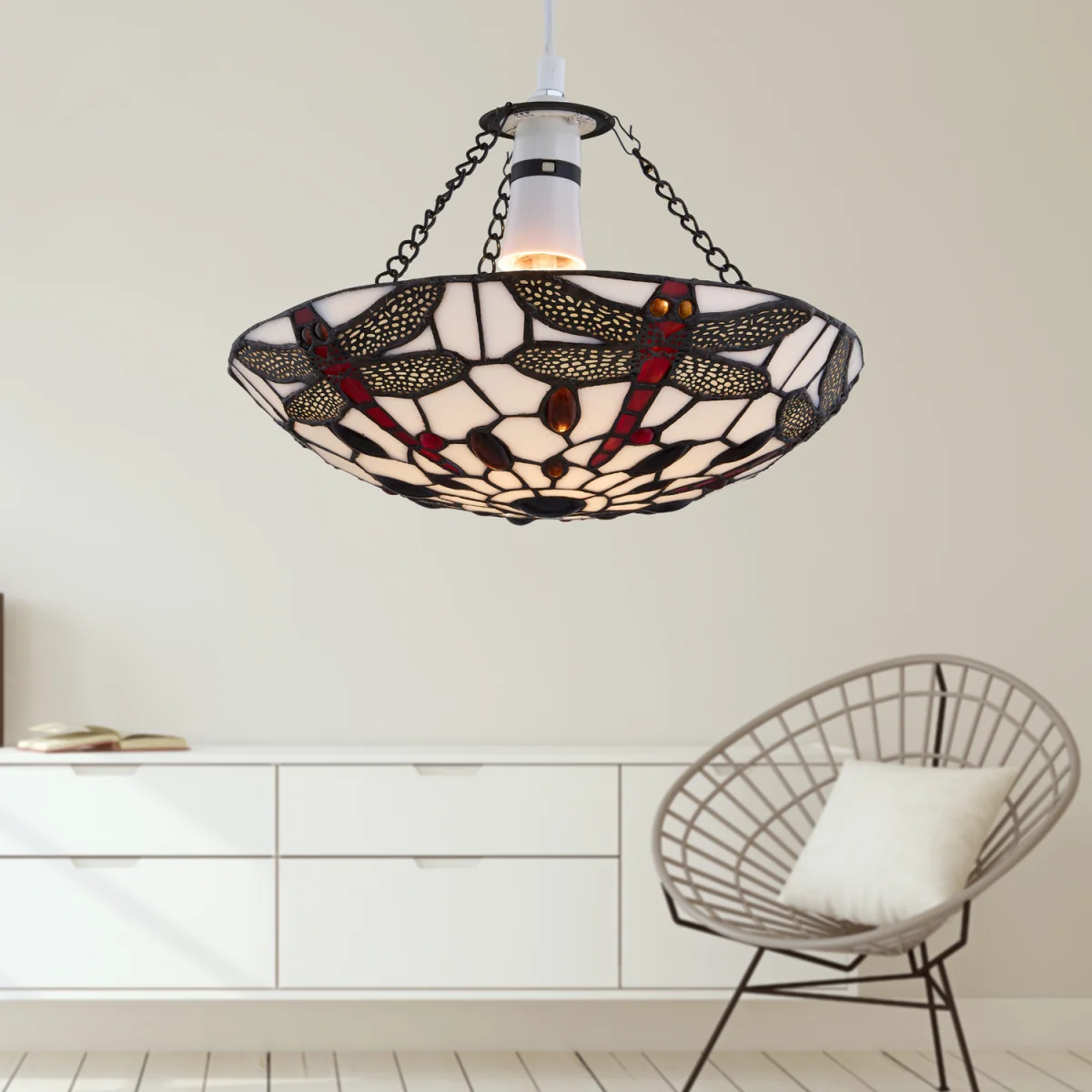 Basil Easy Fit Glass Pendant Shade - Tiffany Decorated Glass – image 4