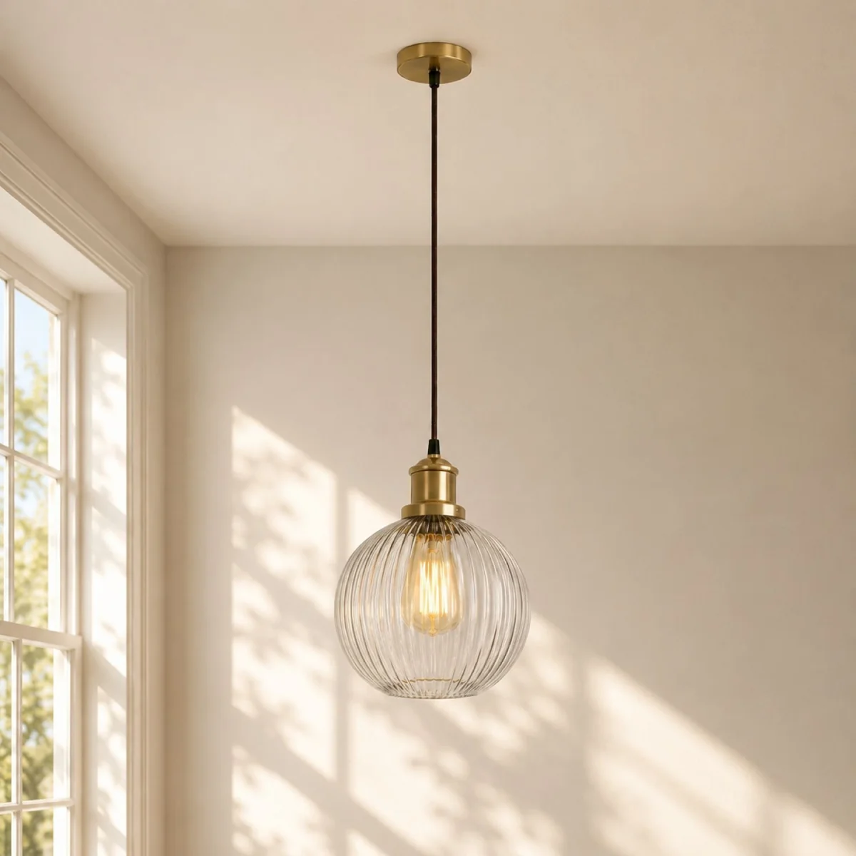 CGC EVA Ribbed Glass Globe Lampshade - Clear