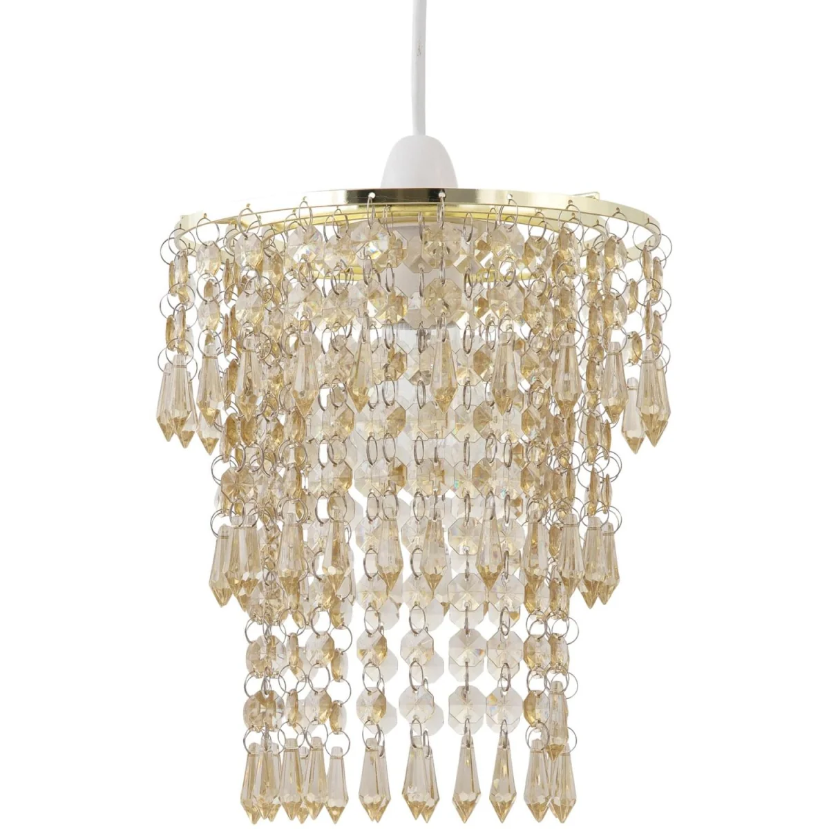 Gatsby Easy Fit Jewelled Pendant Shade - Amber Acrylic With Polished Brass Plate Detail – image 2