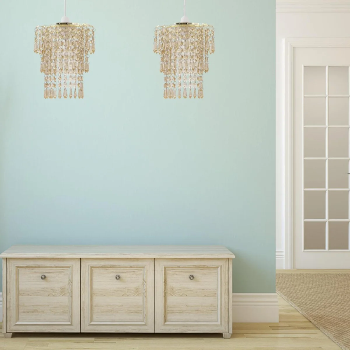 Gatsby Easy Fit Jewelled Pendant Shade - Amber Acrylic With Polished Brass Plate Detail – image 3