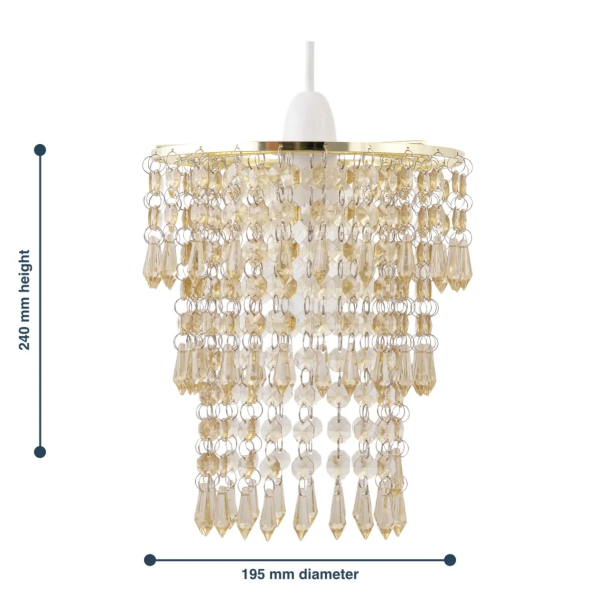 Gatsby Easy Fit Jewelled Pendant Shade - Amber Acrylic With Polished Brass Plate Detail – image 4