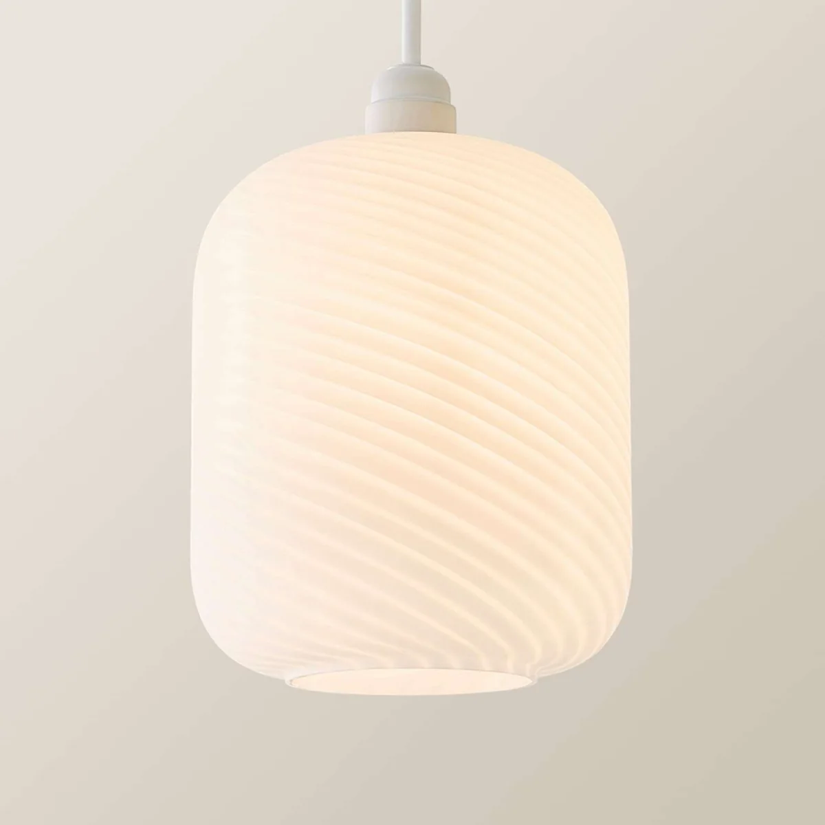 Emery Frosted Oval Swirl Glass Easy Fit Ceiling Lamp Shade - Frosted White / Yes - Frosted White – image 2