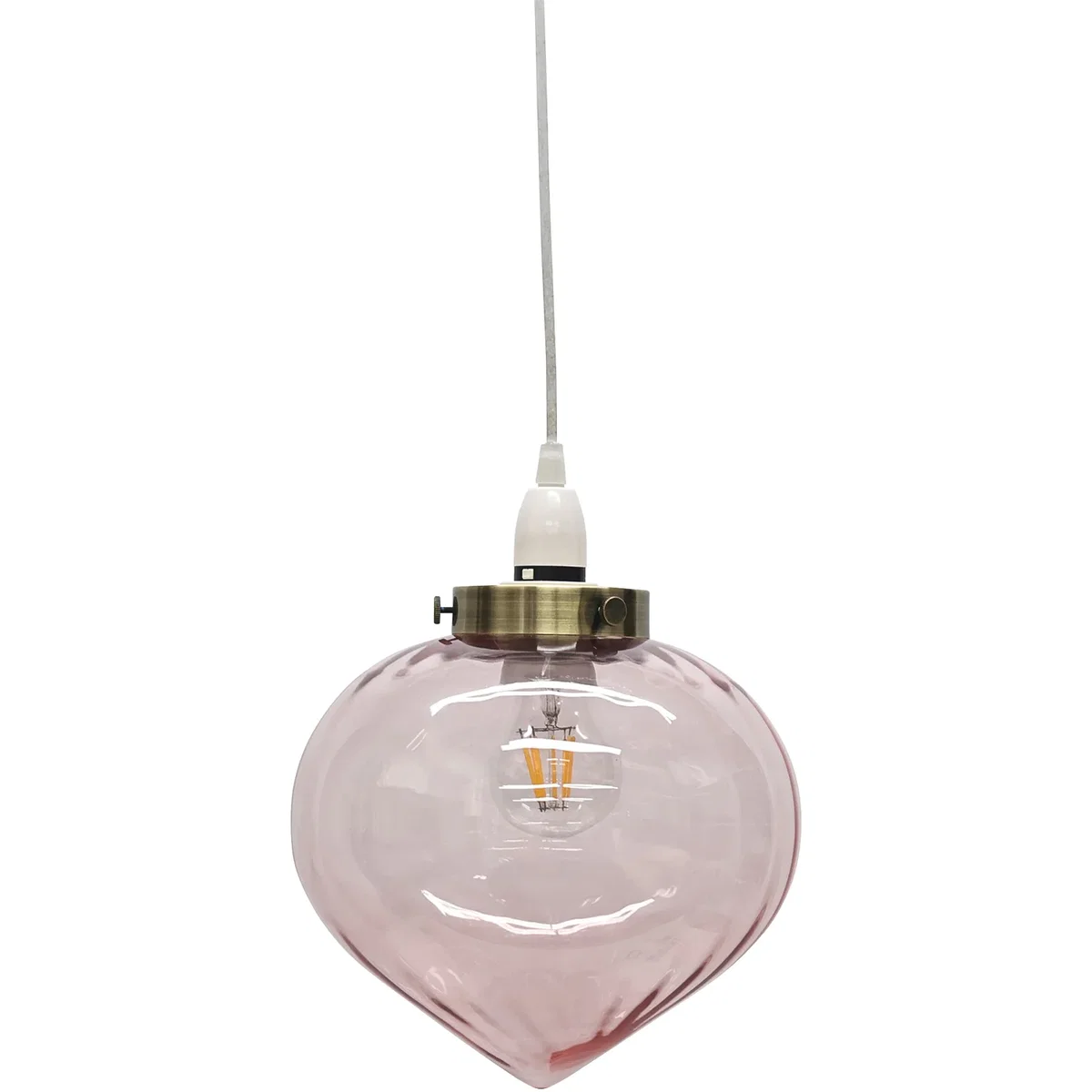 Set Of 2 Layla Pink Glass Easy Fit Pendant Shades Brass Detail - Blush Pink – image 2