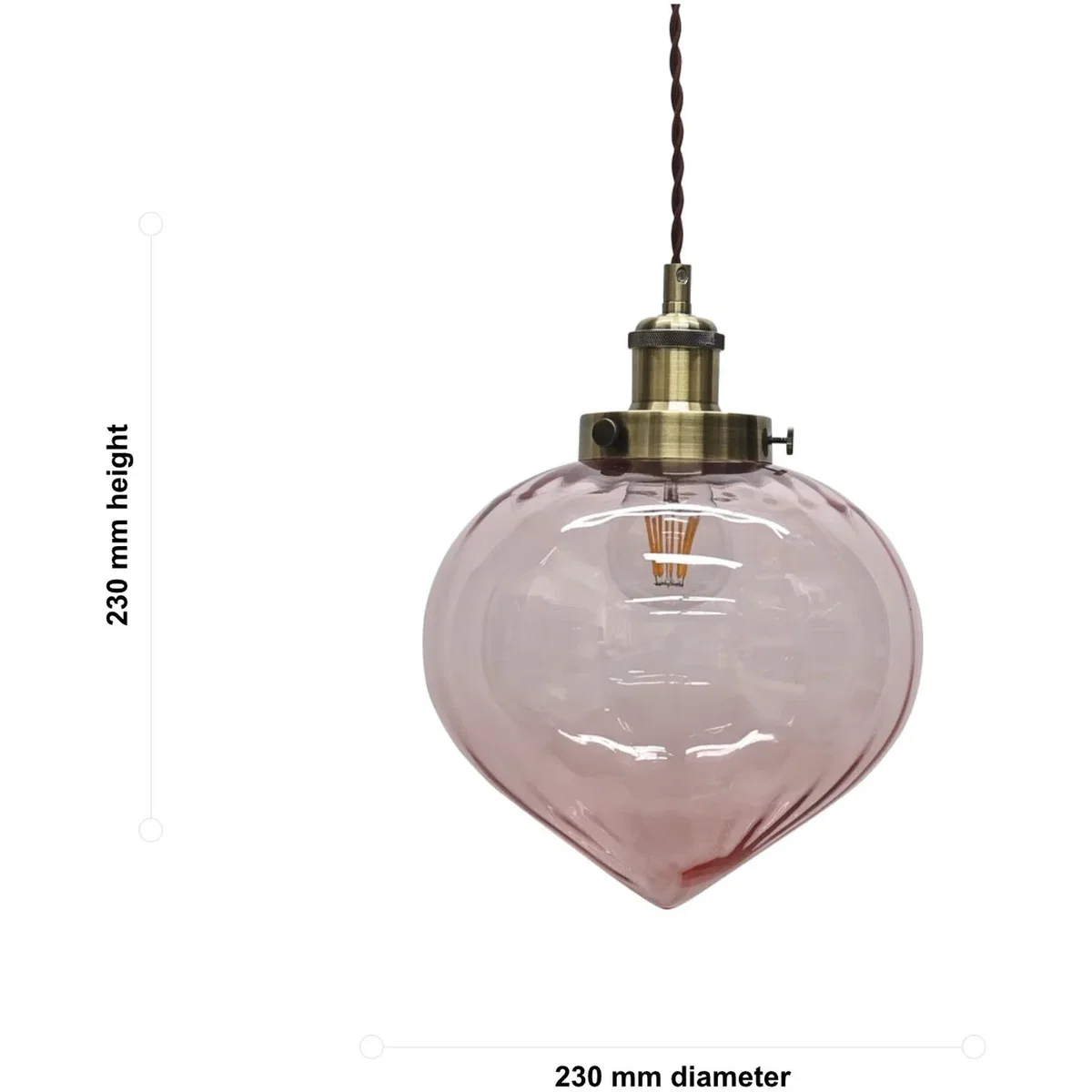 Set Of 2 Layla Pink Glass Easy Fit Pendant Shades Brass Detail - Blush Pink – image 3