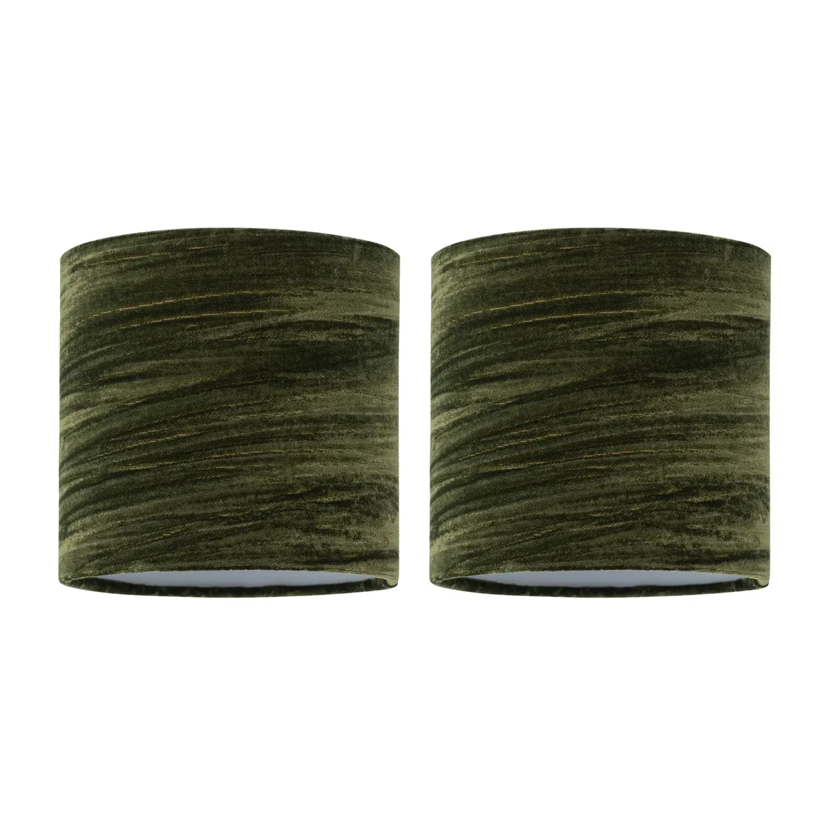 Set Of 2 Green Crushed Velvet 15.5cm Table Lamp Shades - Dark Green – image 1