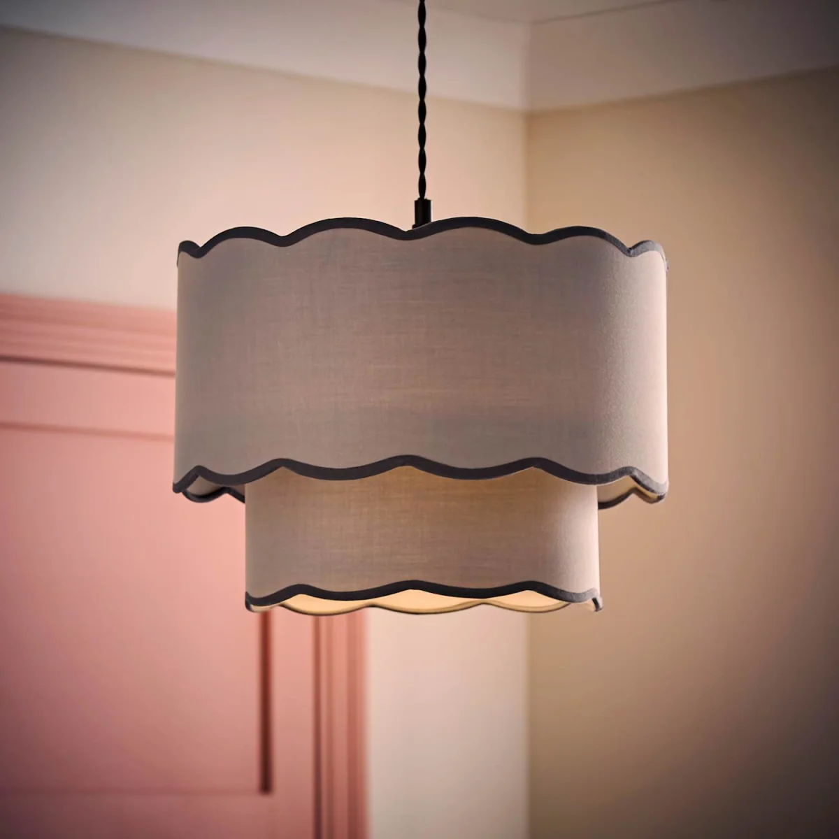 Sloane 2 Tier Colour Clash Scallop Ceiling Lamp Shade - Grey / Plastic – image 3