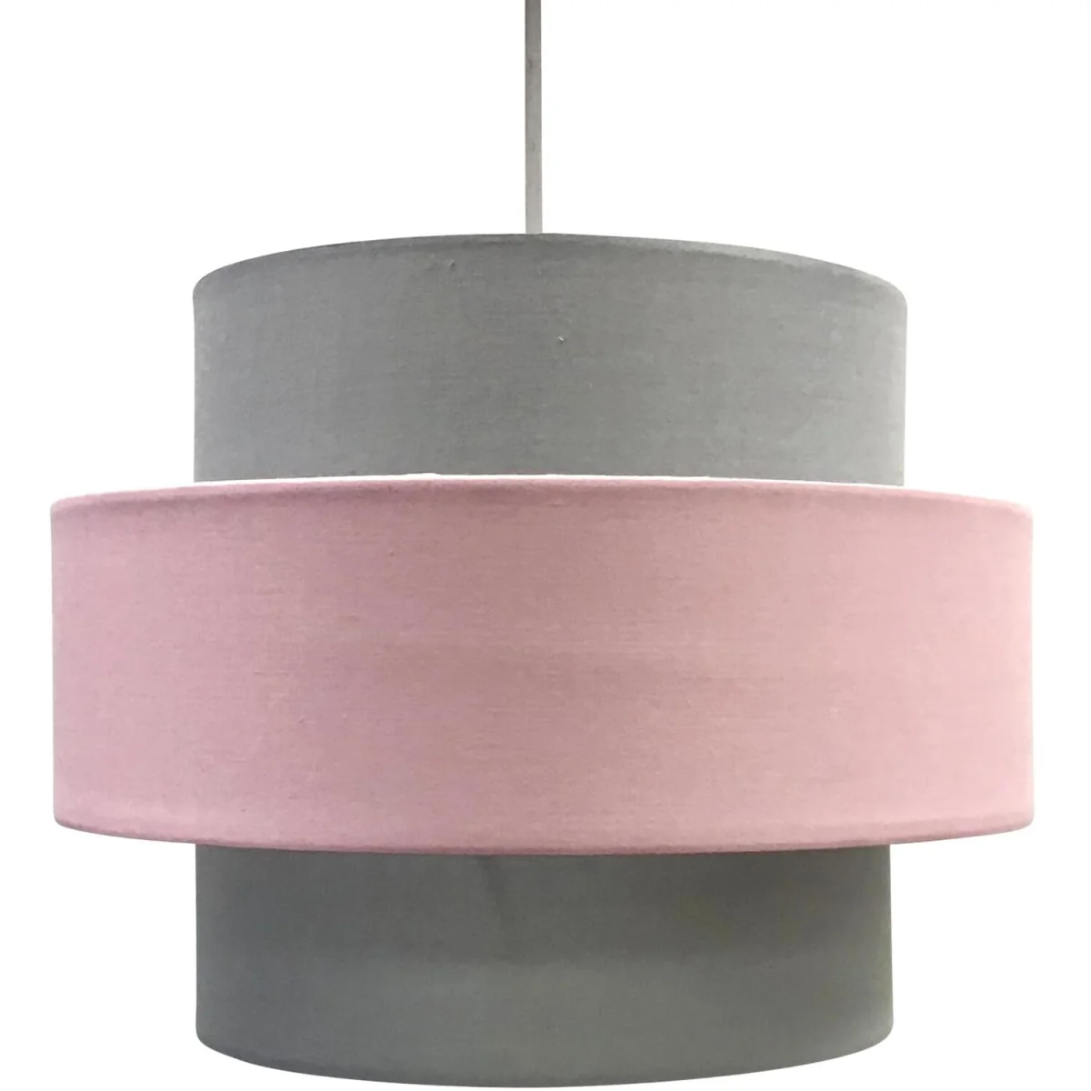 Pair Of Pink And Grey Two Tier Light Shades - Grey – image 4
